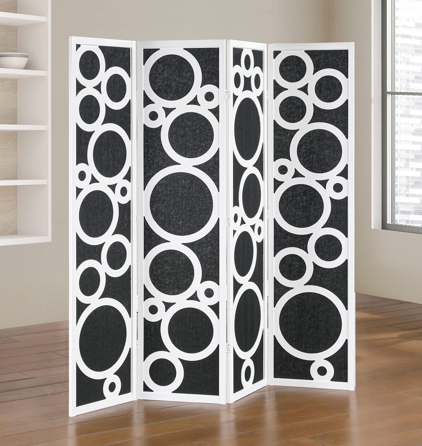 Roundhill Furniture Tavari 4-Panel Room Divider, Decorative Folding Freestanding Privacy Screen