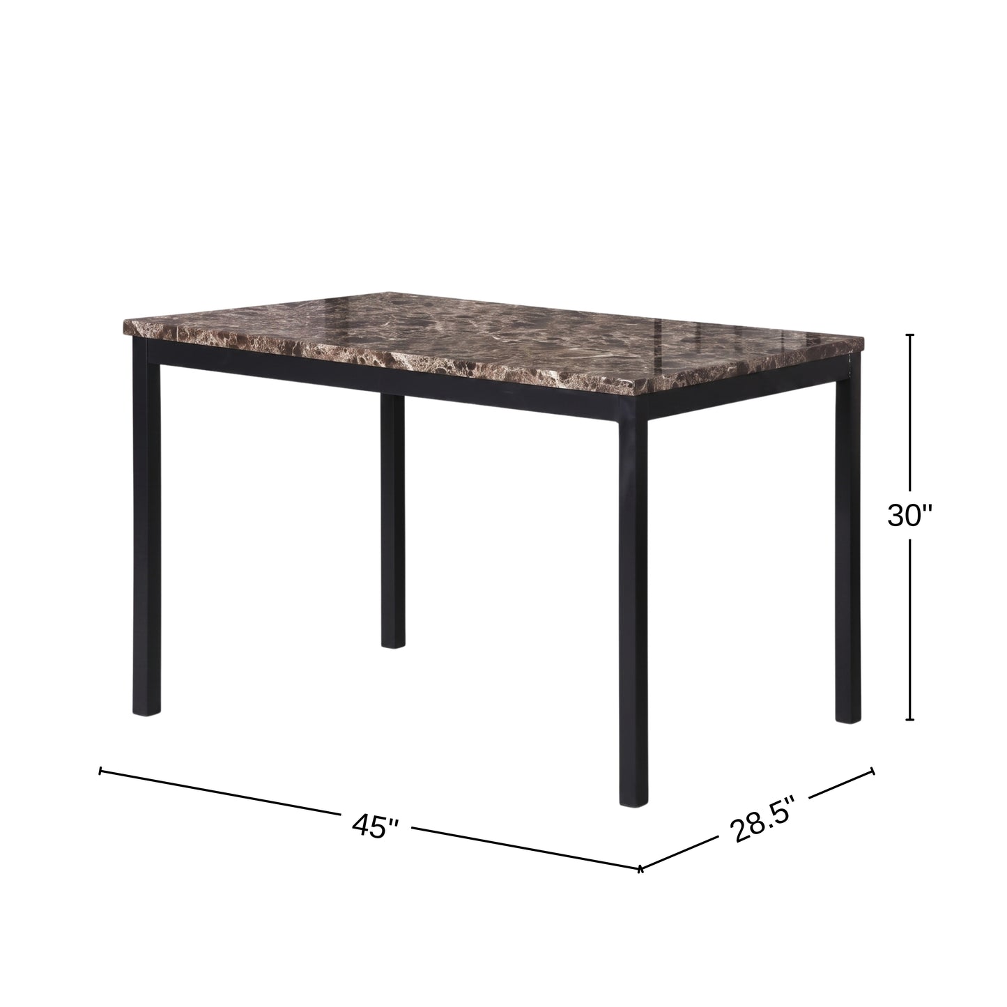 Noyes Metal Dining Table with Laminated Faux Marble Top