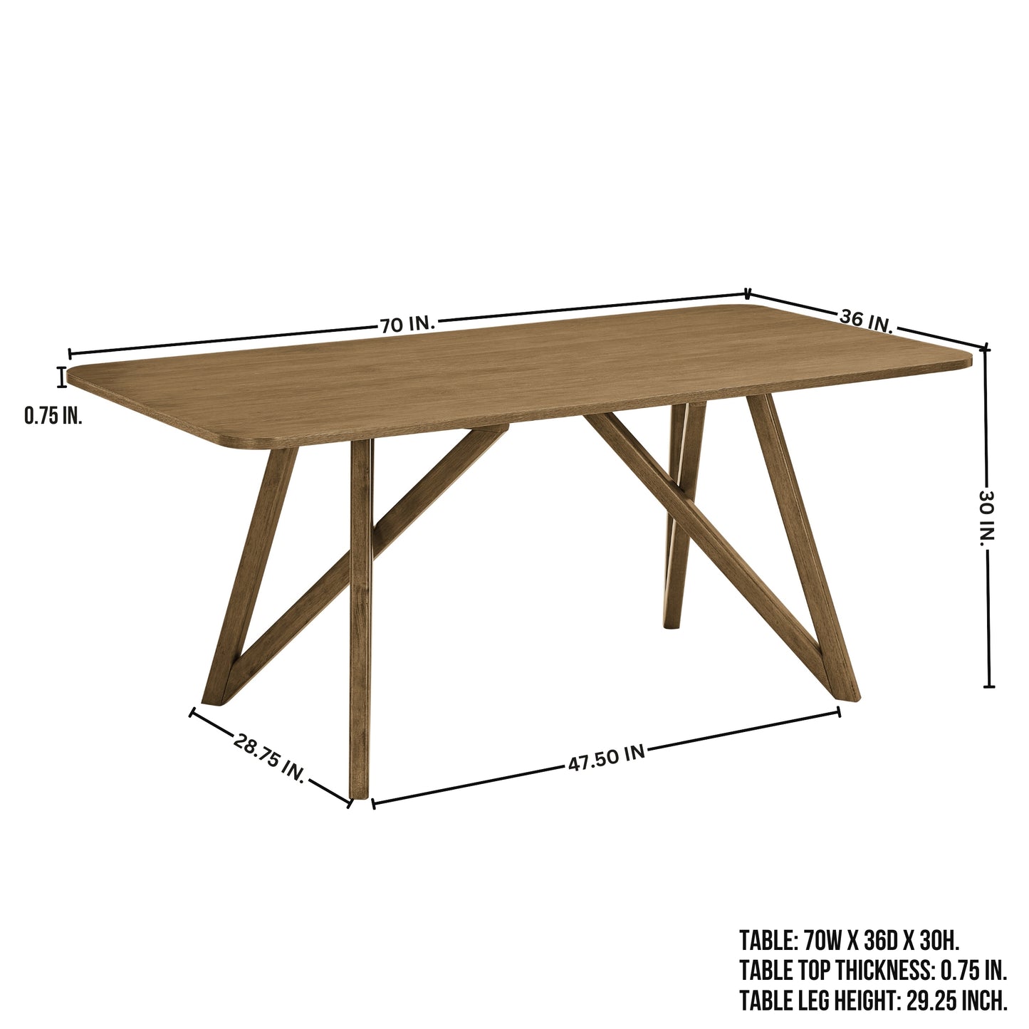 Roundhill Furniture Axler 5-Piece Dining Set, Tripod-Cross Dining Table with 4 Stylish Chairs, Light Oak
