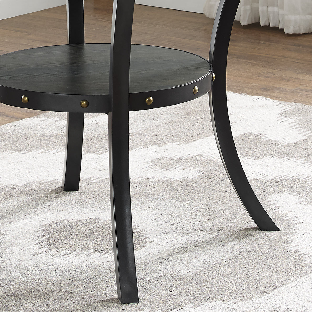Roundhill Furniture Biony Espresso Wood Dining Set with 4 Fabric Nailhead Chairs