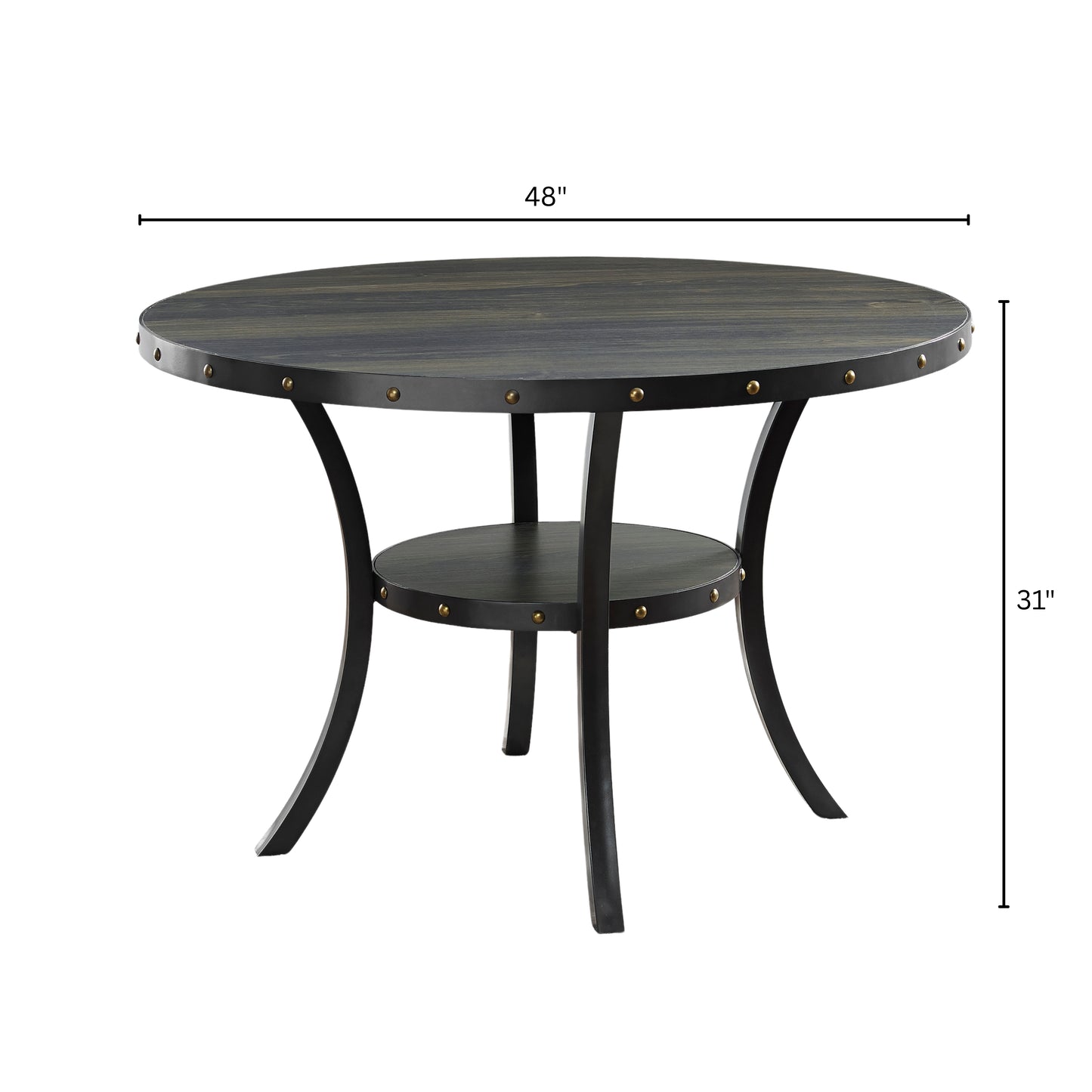 Roundhill Furniture Biony Espresso Wood Dining Set with 4 Fabric Nailhead Chairs