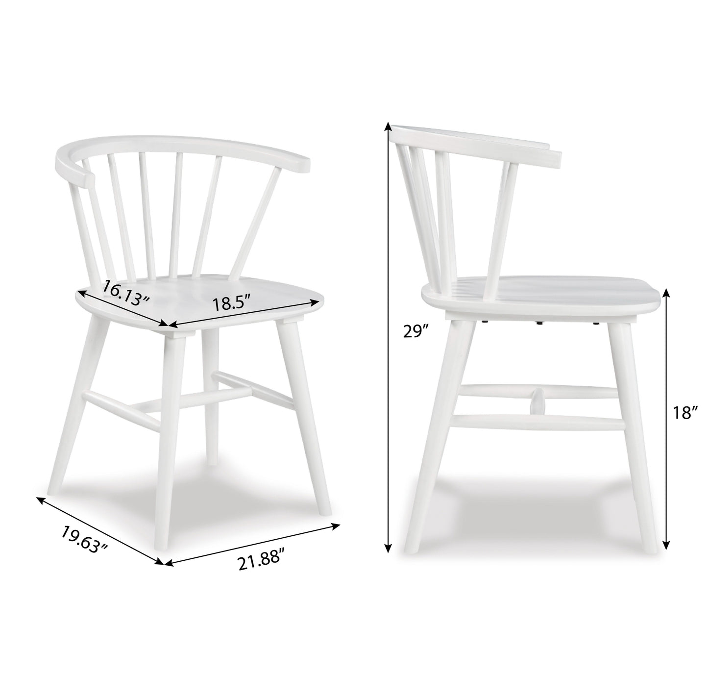 Edo White Wood 5-Piece Dining Set, Trestle Dining Table with 4 Windsor Chairs