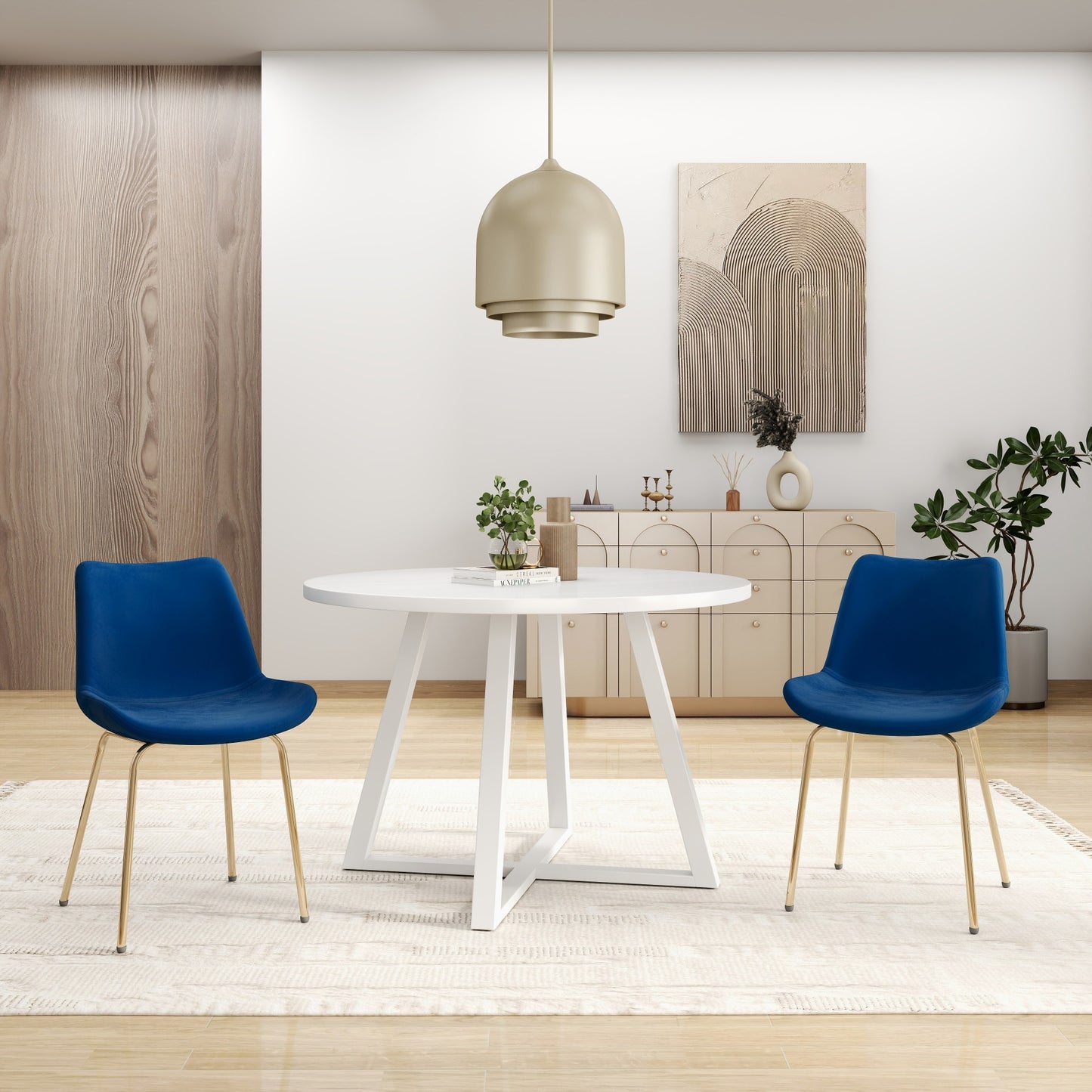 Avant 3-Piece Round Dining Set, Trestle Dining Table with 2 Side Chairs,4 color options