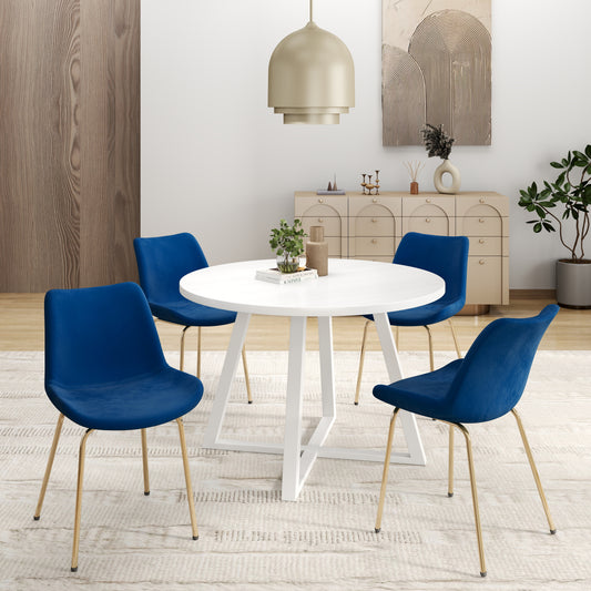 Avant 5-Piece Round Dining Set, Trestle Dining Table with 4 Side Chairs, 4 color options