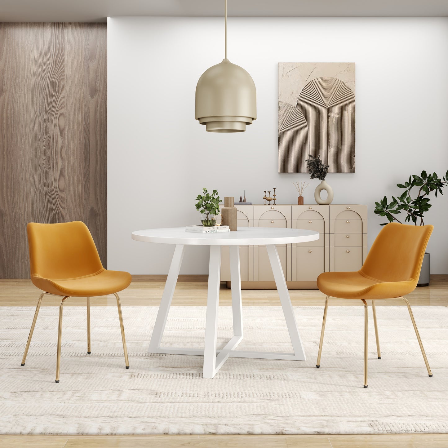 Avant 3-Piece Round Dining Set, Trestle Dining Table with 2 Side Chairs,4 color options
