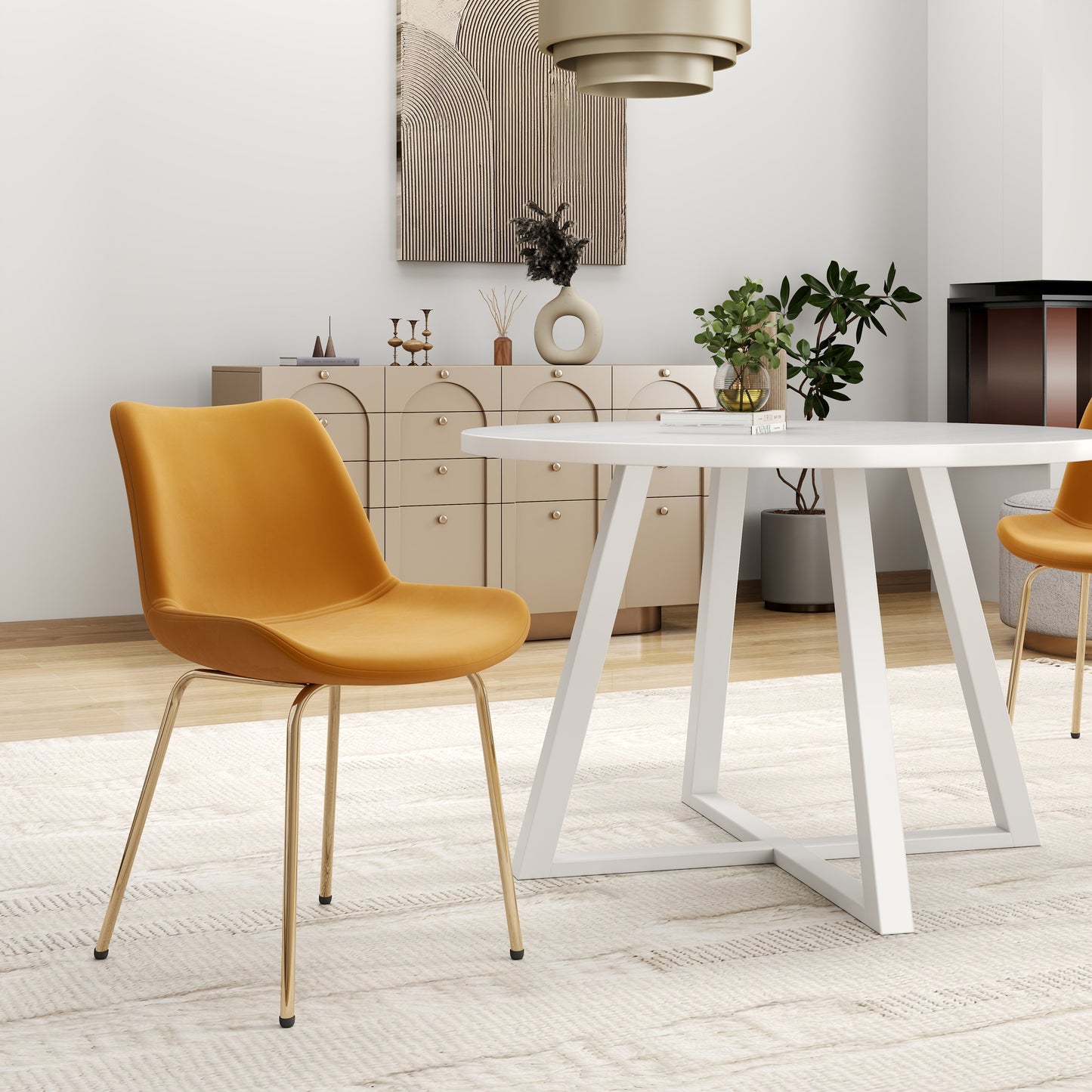 Avant 5-Piece Round Dining Set, Trestle Dining Table with 4 Side Chairs, 4 color options