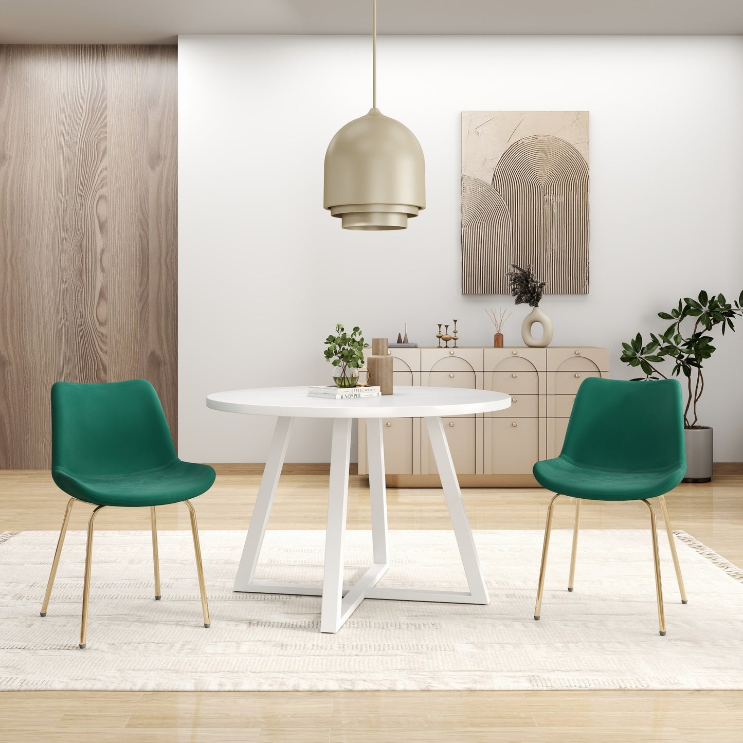 Avant 3-Piece Round Dining Set, Trestle Dining Table with 2 Side Chairs,4 color options