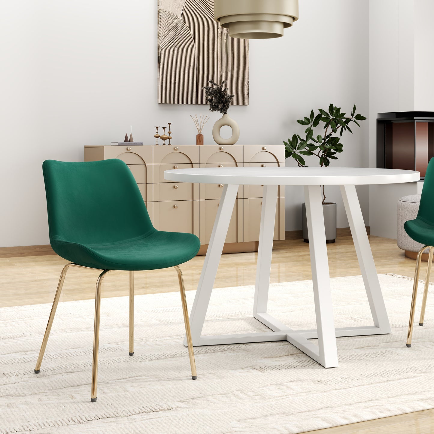 Avant 5-Piece Round Dining Set, Trestle Dining Table with 4 Side Chairs, 4 color options