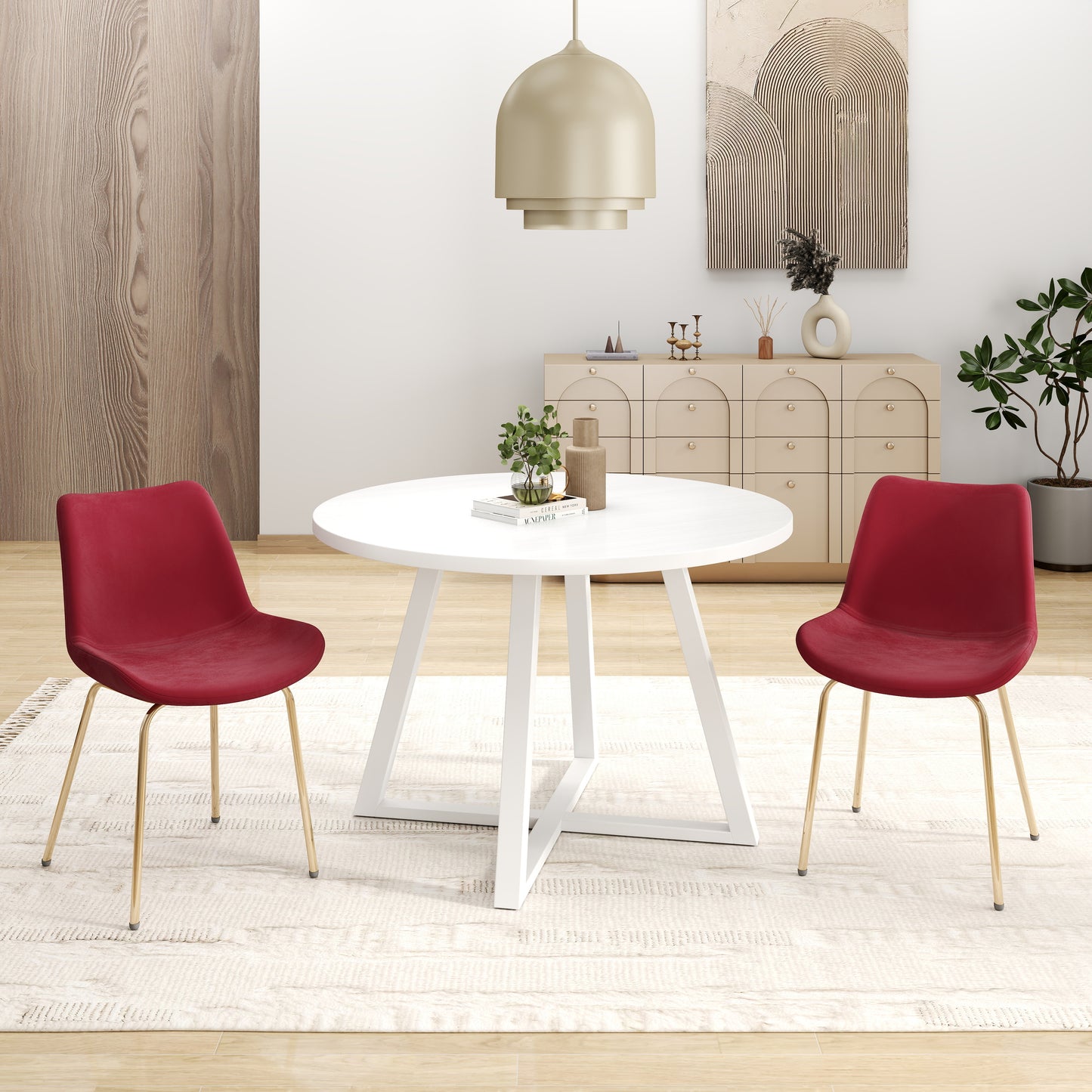 Avant 3-Piece Round Dining Set, Trestle Dining Table with 2 Side Chairs,4 color options