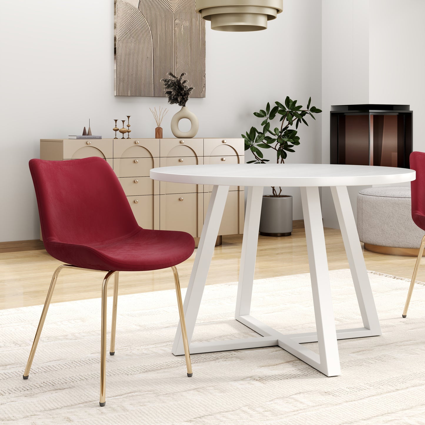 Avant 5-Piece Round Dining Set, Trestle Dining Table with 4 Side Chairs, 4 color options