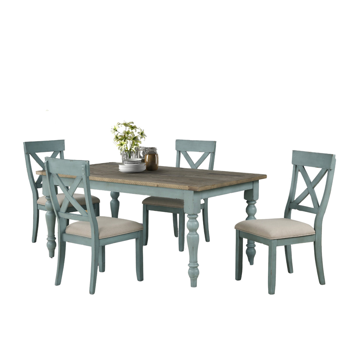 Prato 5-Piece Dining Set with Cross Back Chairs