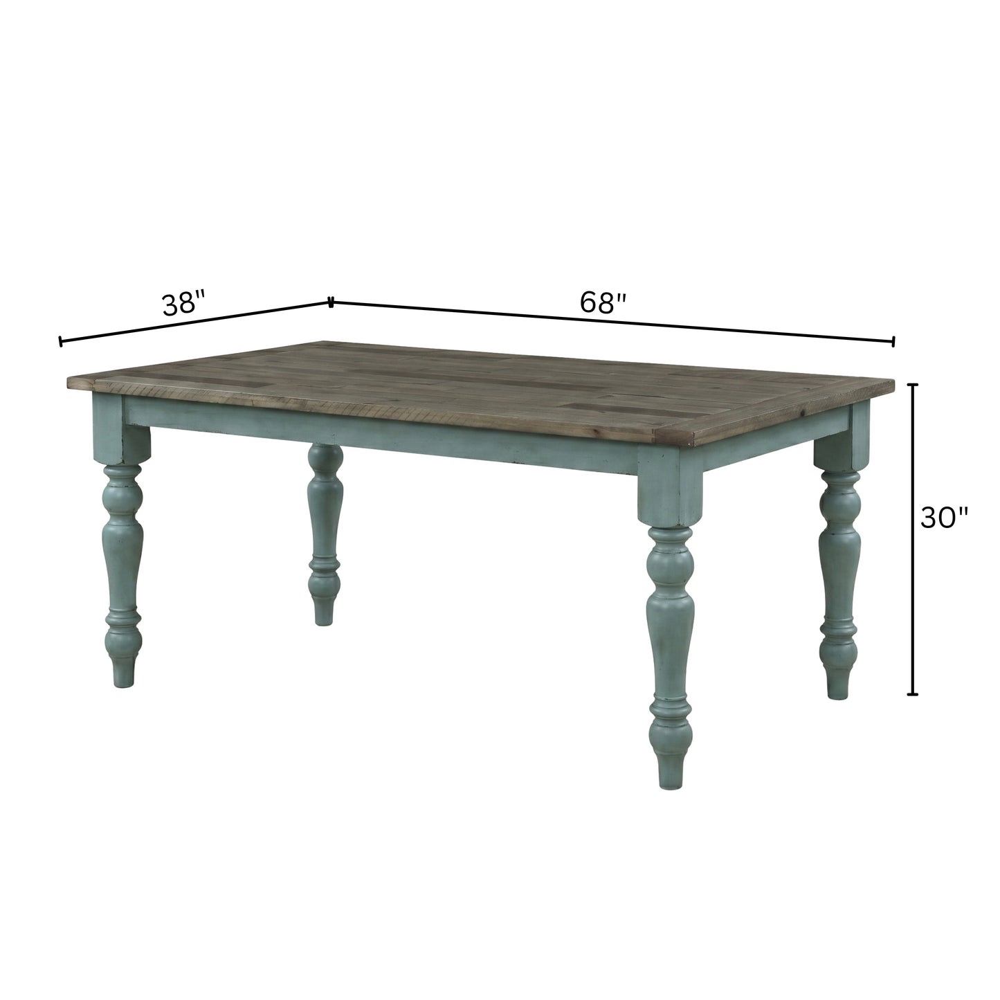Prato Blue and Brown Two-Tone Finish Wood Dining Table