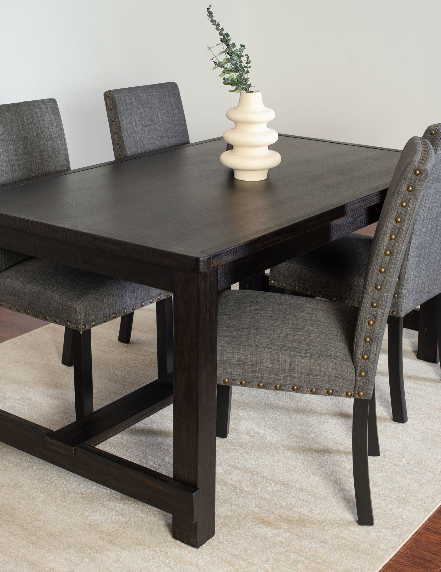 Muzzi Contemporary 6-Piece Dining Set, Dining Table with 4 Stylish Chairs and a Bench