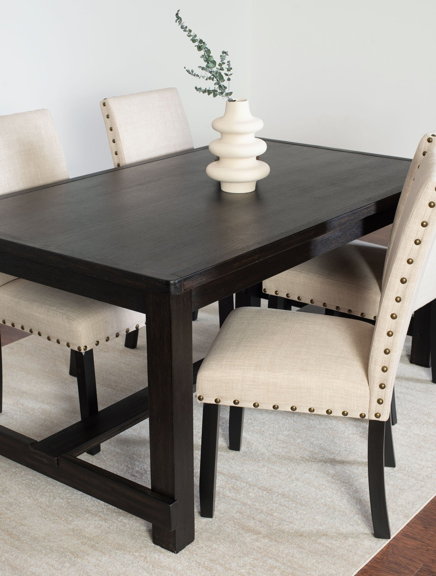 Muzzi Contemporary 6-Piece Dining Set, Dining Table with 4 Stylish Chairs and a Bench