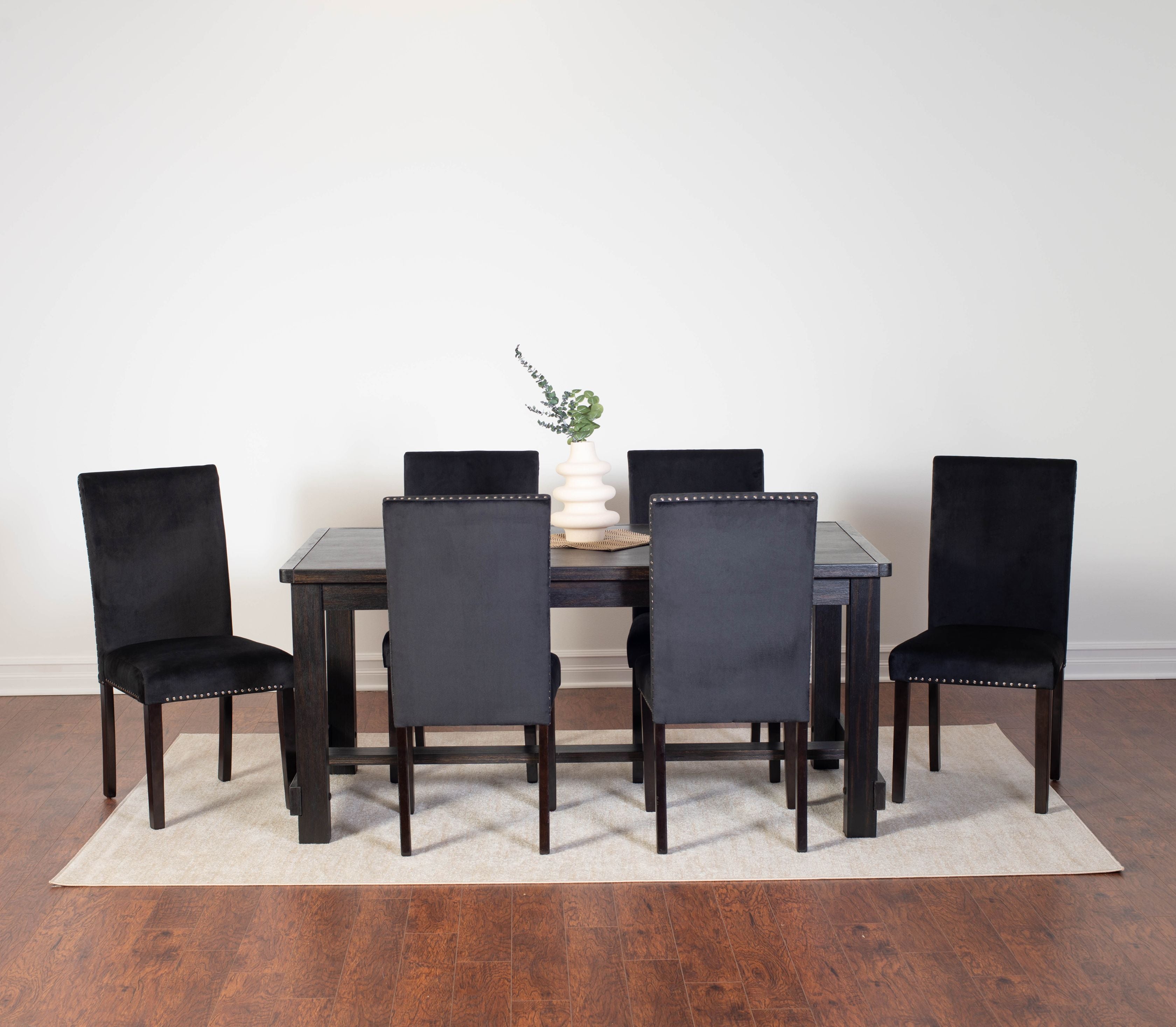 Vanzo Contemporary 7-Piece Dining Set, Dining Table with 6 Stylish Cha ...