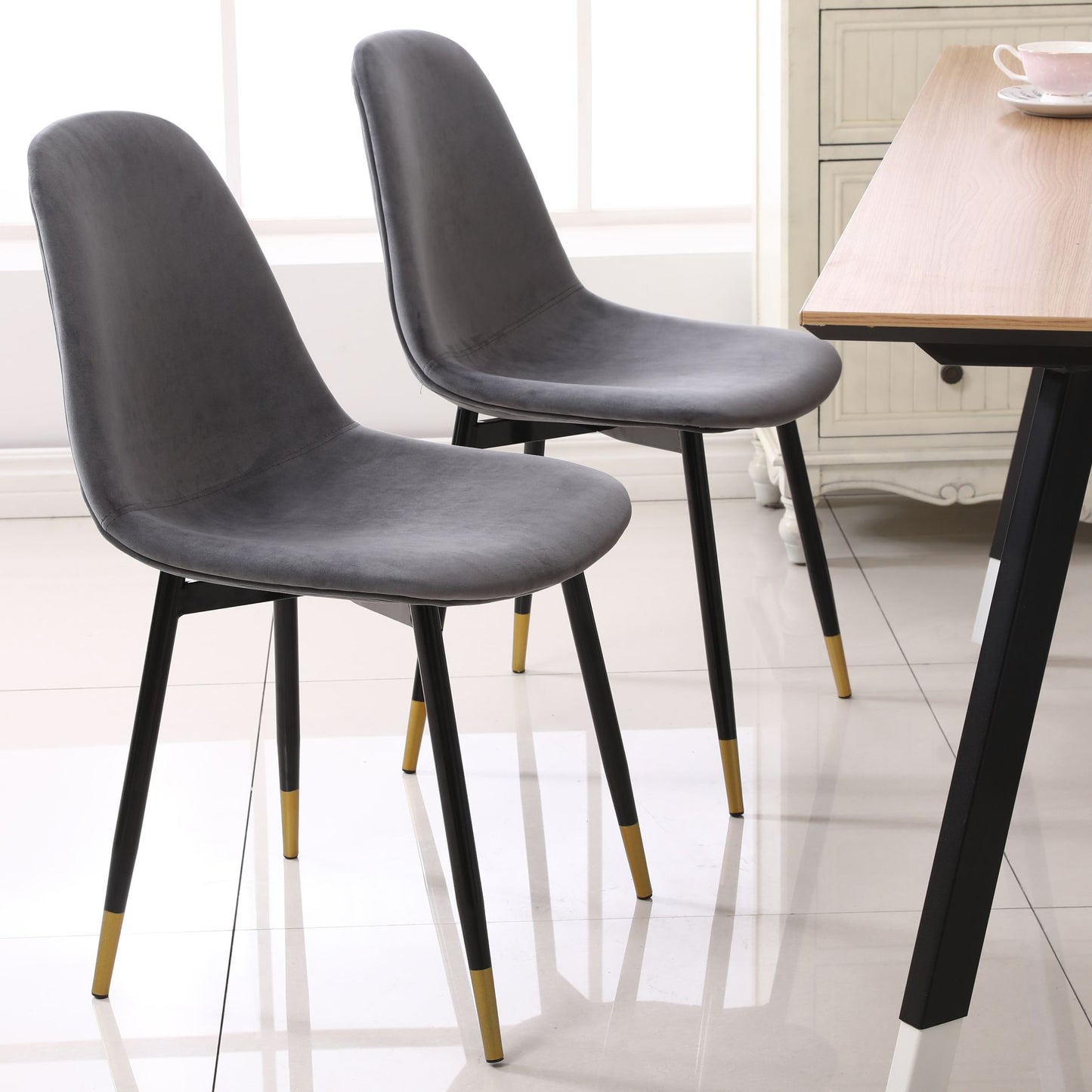 Lassan Contemporary 5-Piece Dining Set, White Round Dining Table with 4 Chairs