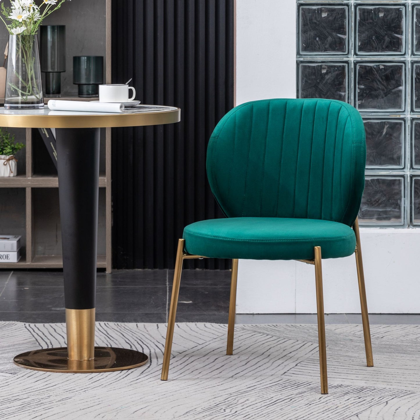 Amoa Contemporary 3-Piece Dining Set, White Round Dining Table with 2 Chairs