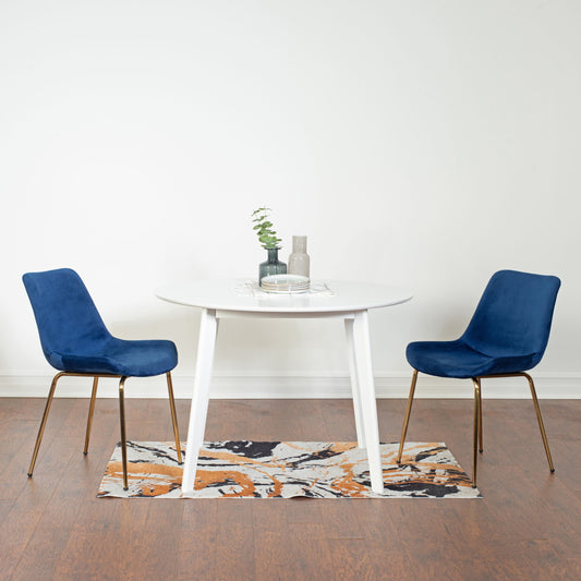 Aufurr Contemporary 3-Piece Dining Set, White Round Dining Table with 2 Chairs