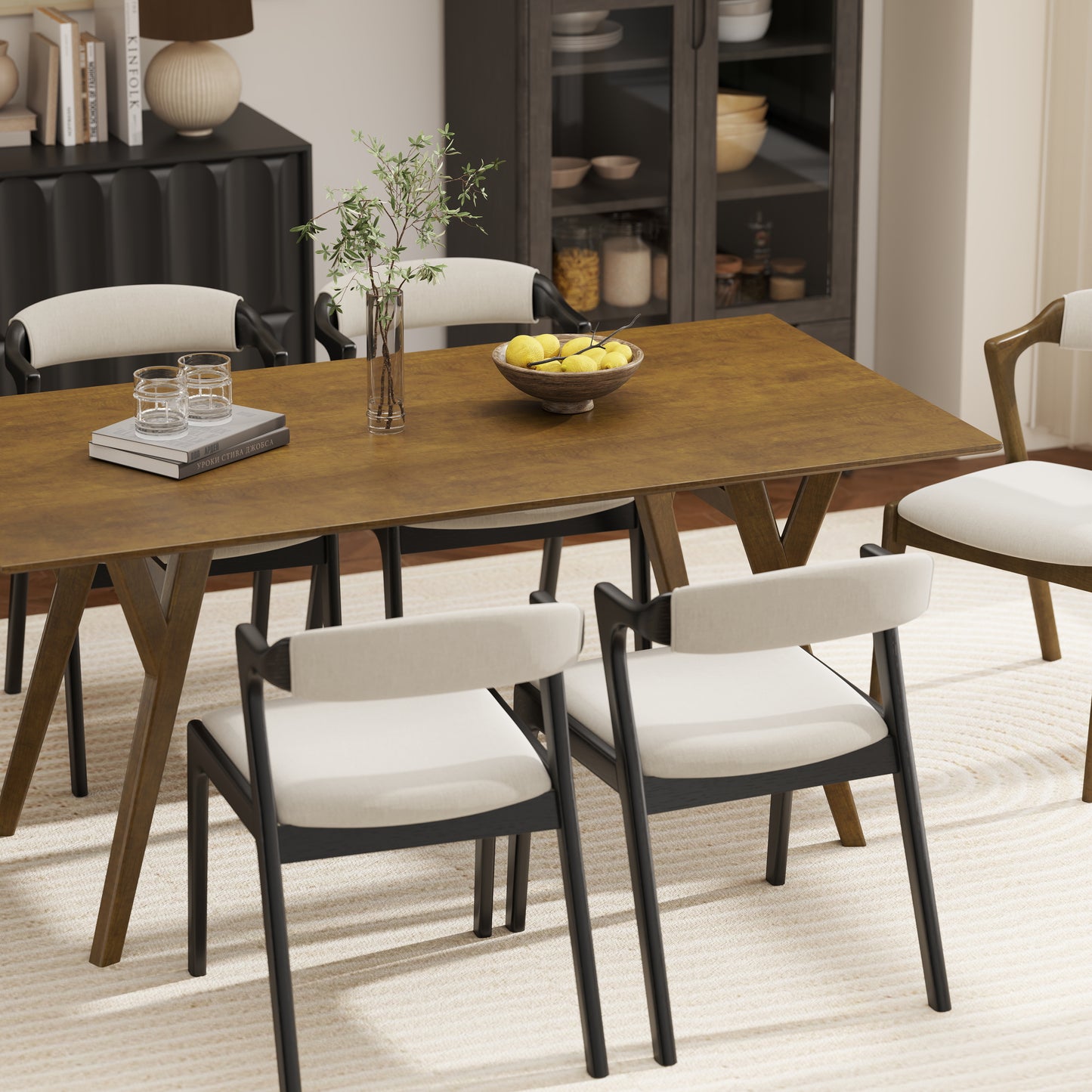 Roundhill Furniture Lavin Modern 7-Piece Dining Set, Dining Table with 6 Chairs