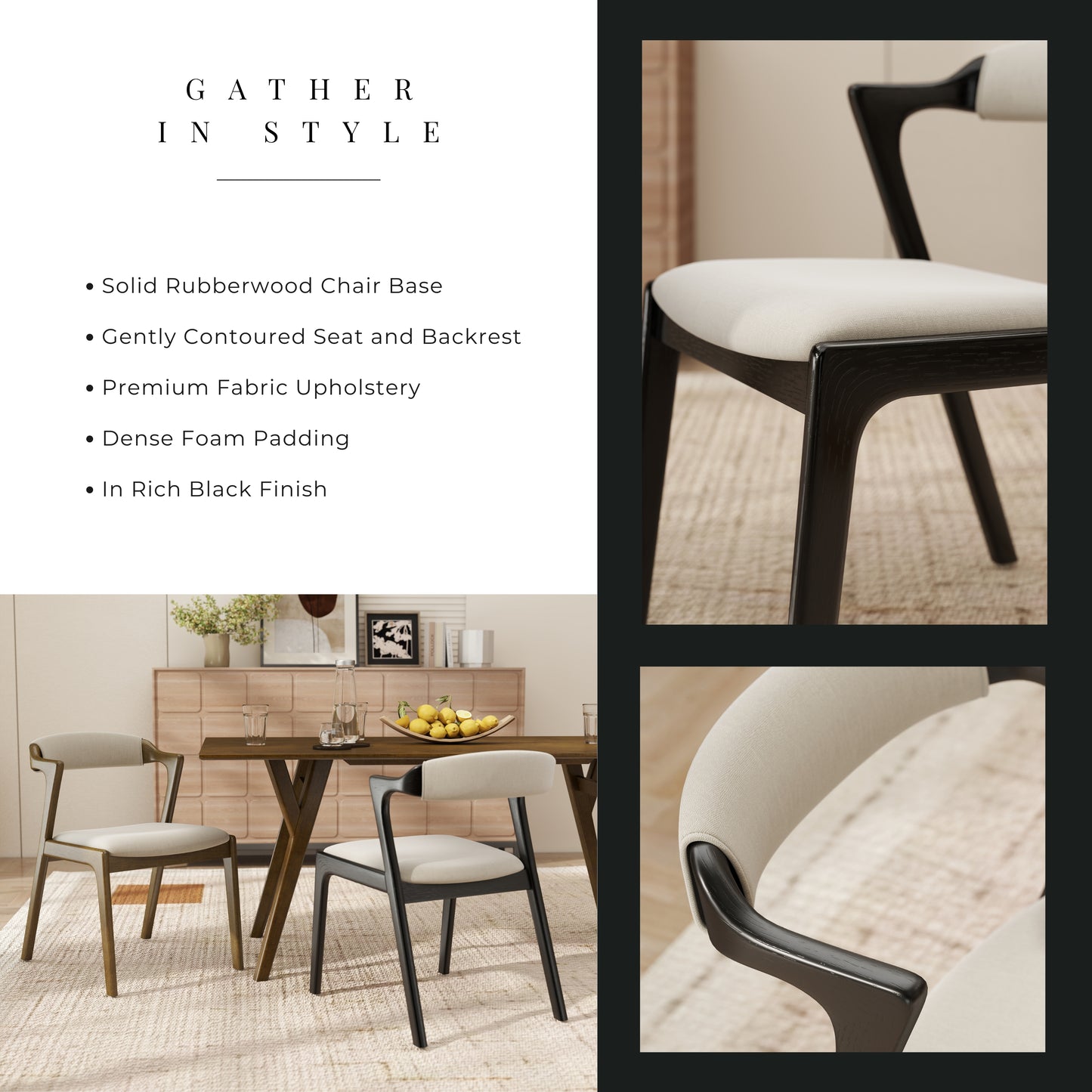 Roundhill Furniture Lavin Modern 5-Piece Dining Set, Walnut Finished Dining Table with 4 Chairs