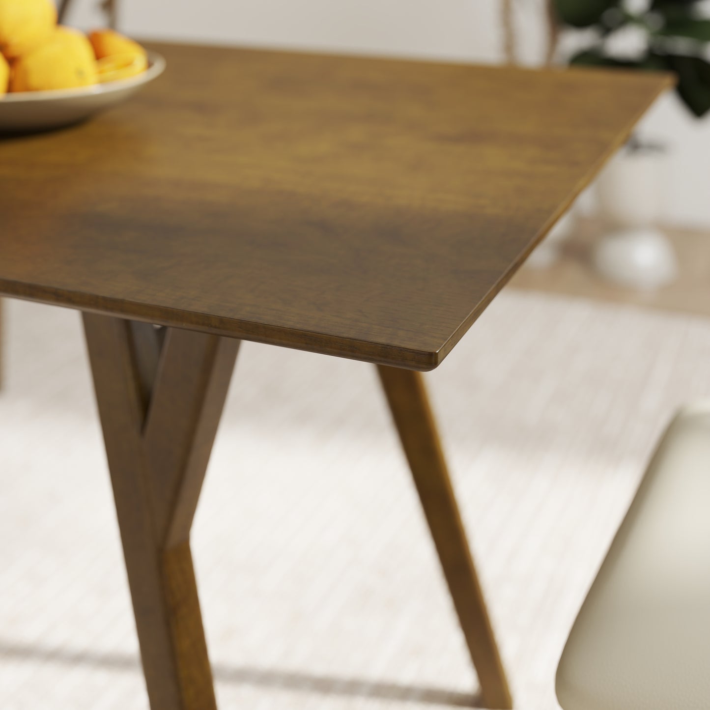 Roundhill Furniture Lavin Modern 5-Piece Dining Set, Dining Table with 2 Walnut and 2 Black Wishbone Chairs
