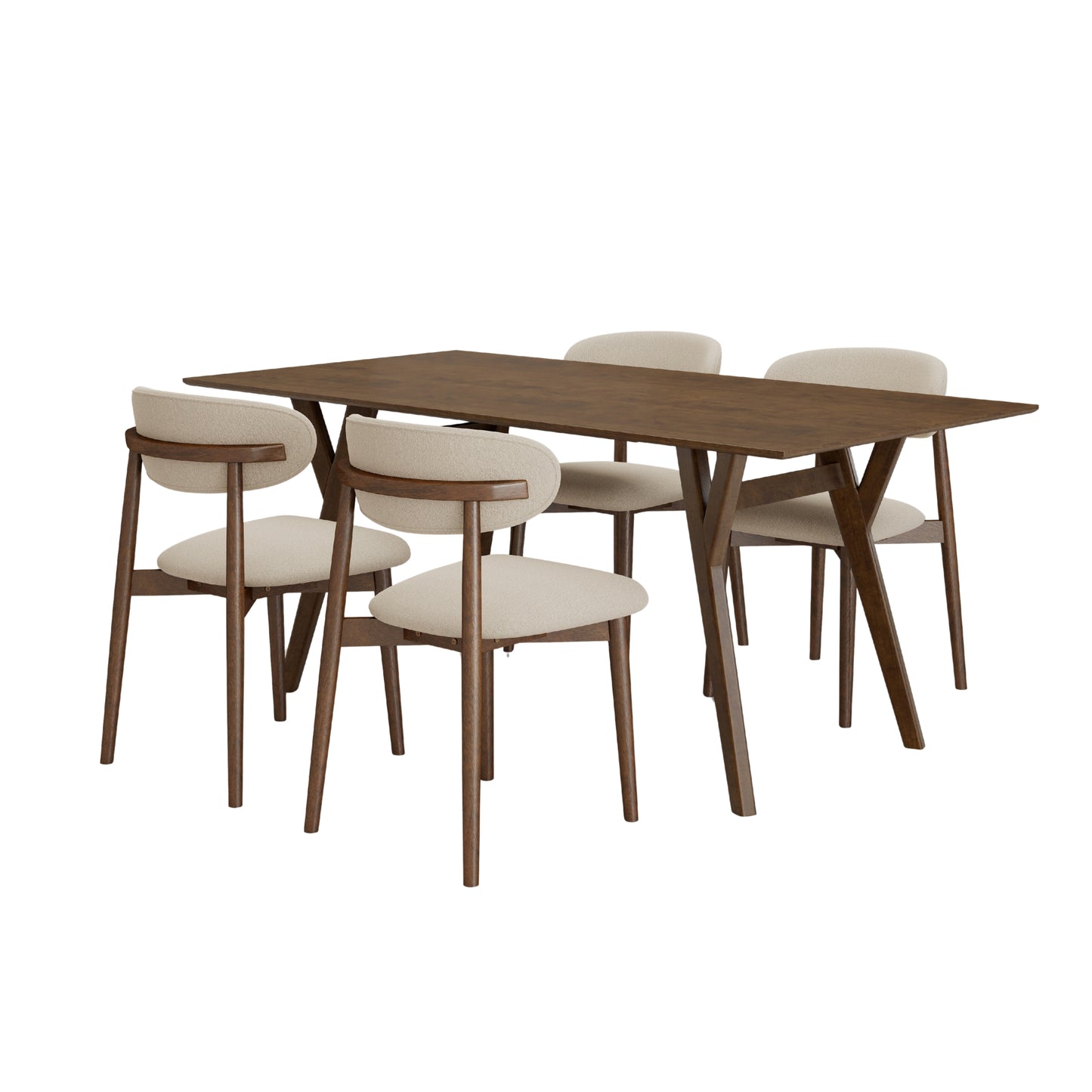 Roundhill Furniture Lavin 5-Piece Dining Set, Contemporary Dining Table with 4 Stylish Chairs, Walnut Finish