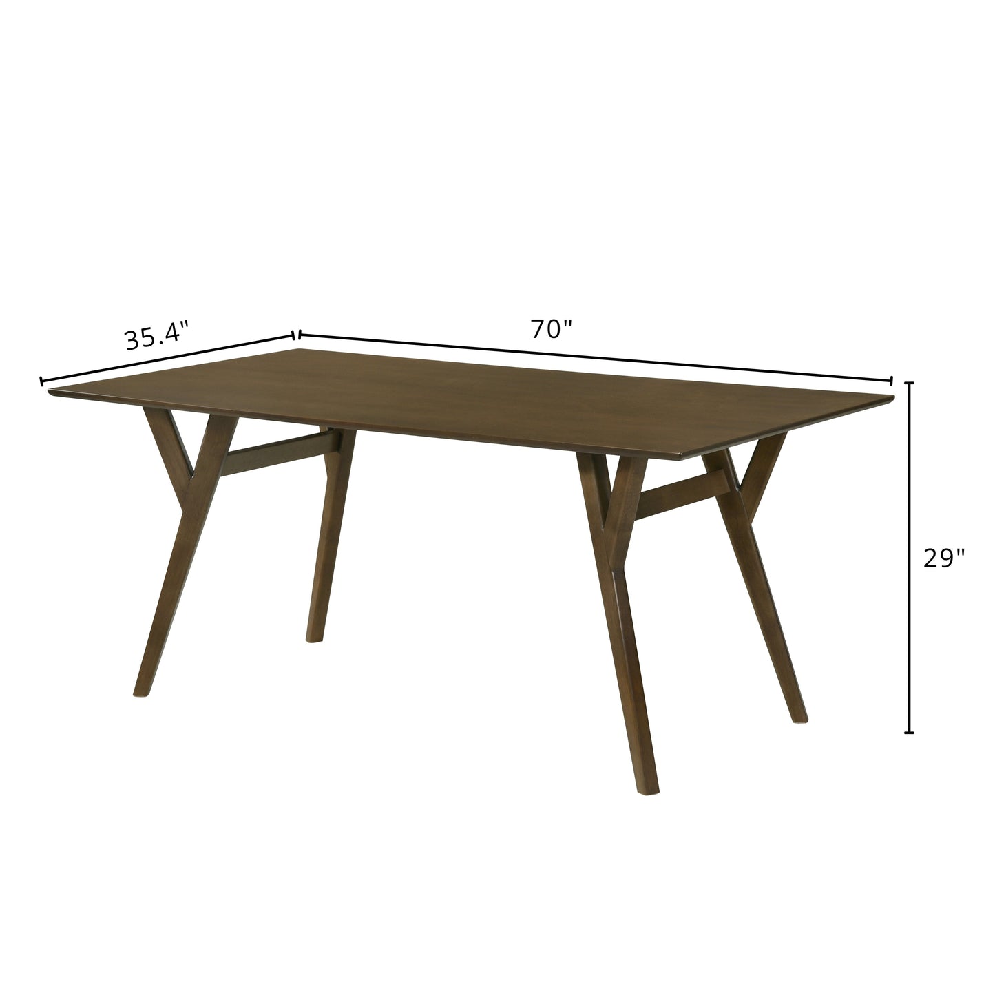 Roundhill Furniture Lavin Contemporary Walnut Finish Dining Table with Solid Wood Base