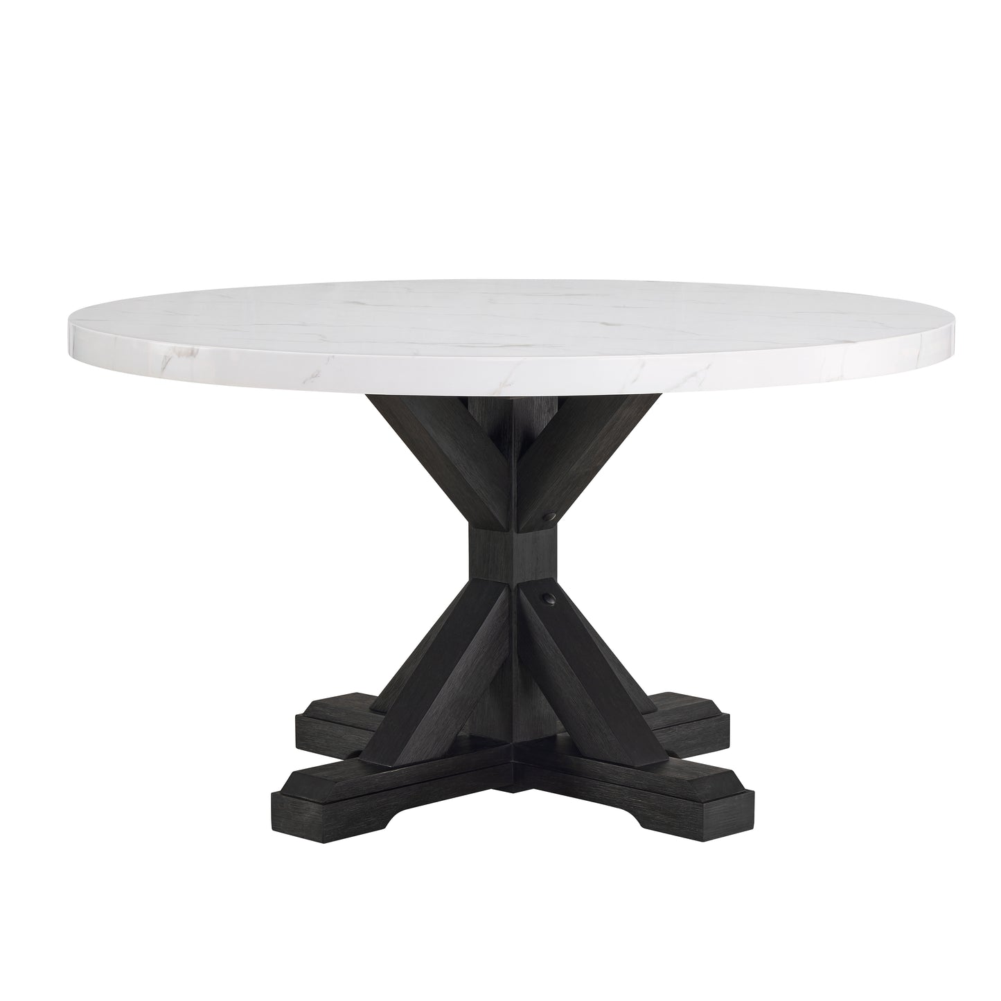 Roundhill Furniture Hirima Modern Elegance 54" Round Dining Table, Solid Acacia Wood Base