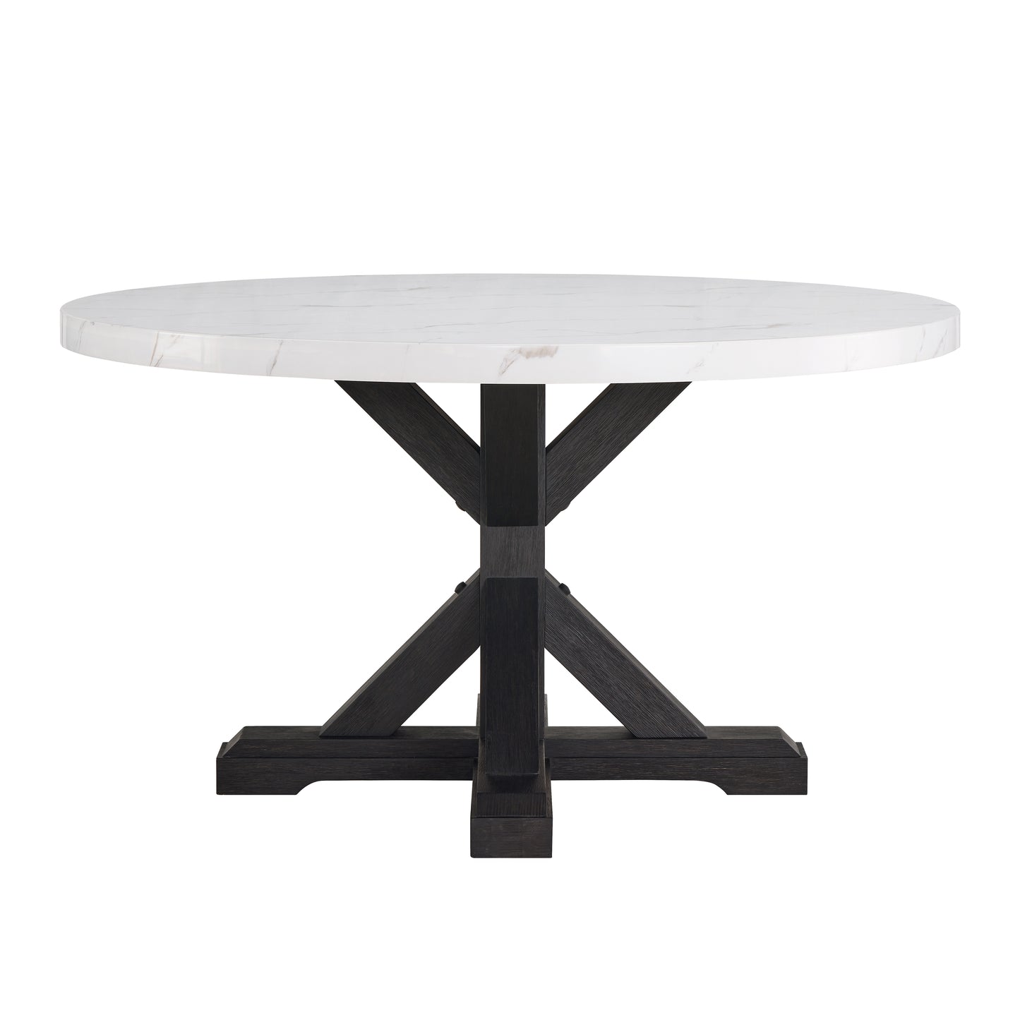 Roundhill Furniture Hirima Modern Elegance 54" Round Dining Table, Solid Acacia Wood Base