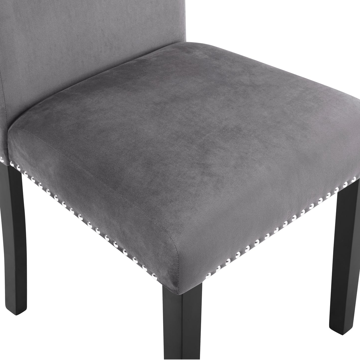 Roundhill Furniture 5-Piece Mella Dining Set - Round Faux Marble Table with 4 Velvet Parsons Chairs, Dark Espresso Finish