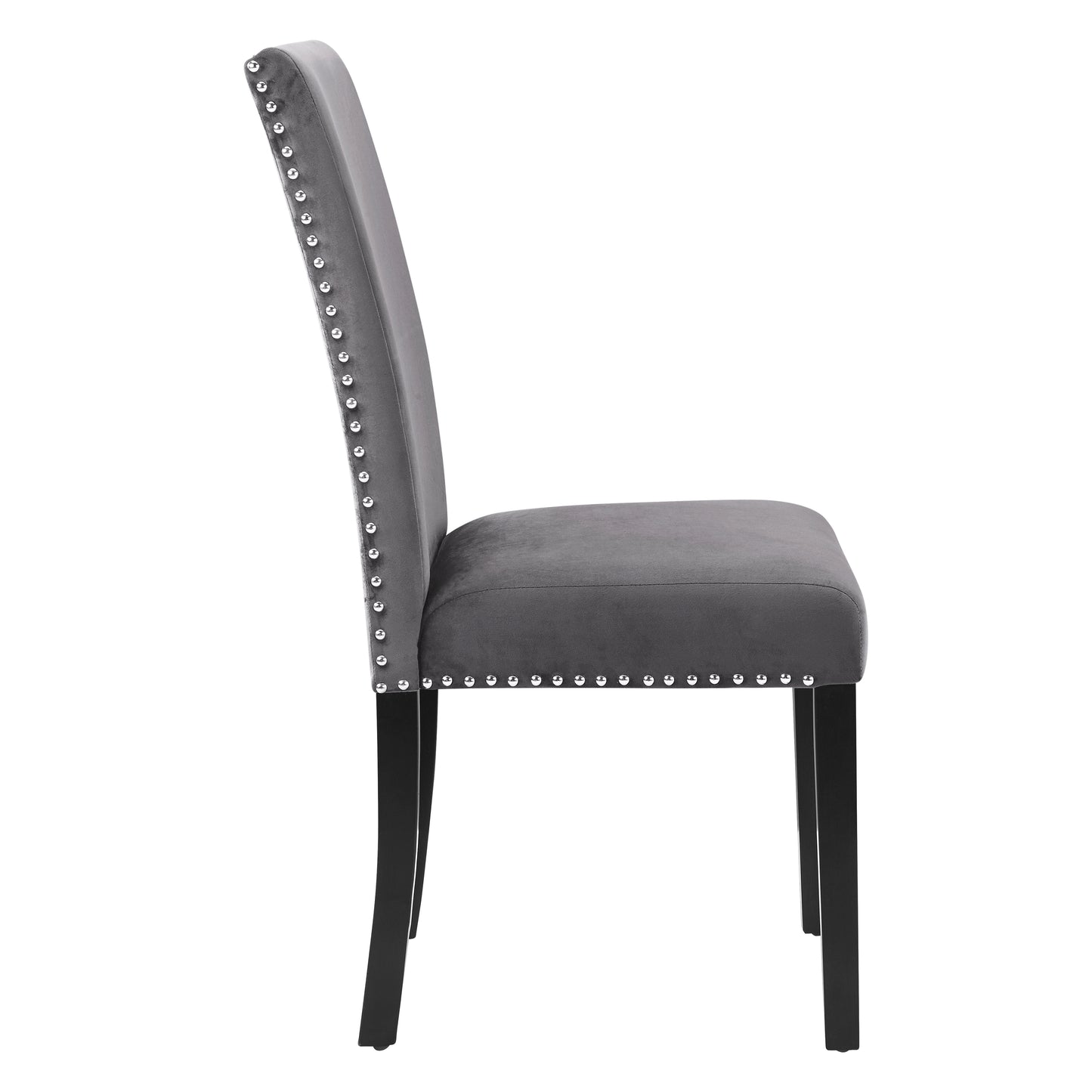 Roundhill Furniture 5-Piece Mella Dining Set - Round Faux Marble Table with 4 Velvet Parsons Chairs, Dark Espresso Finish
