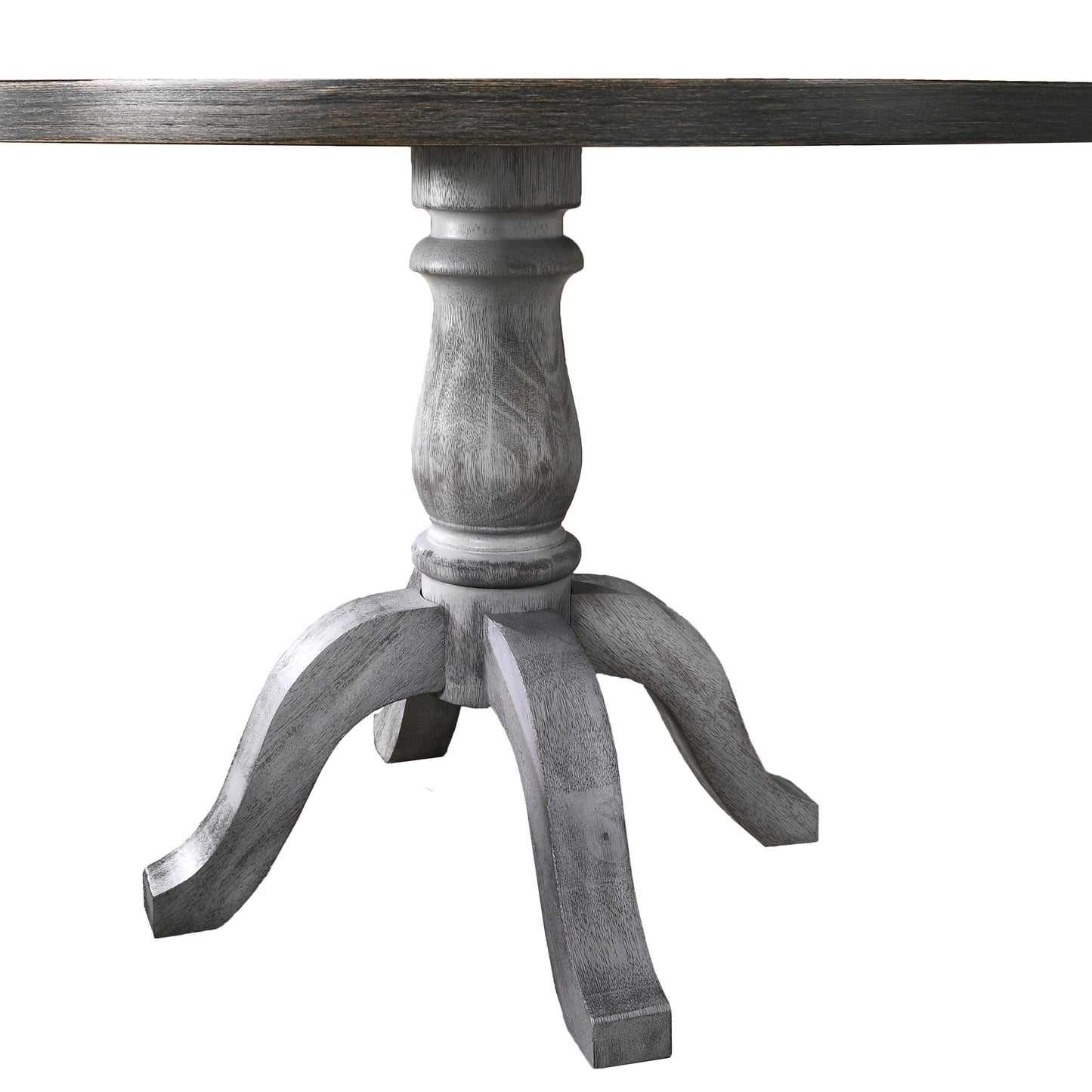 Roundhill Furniture Iris 5-Piece Dining Set, Round Pedestal Table with 4 Chairs, Weathered White and Gray
