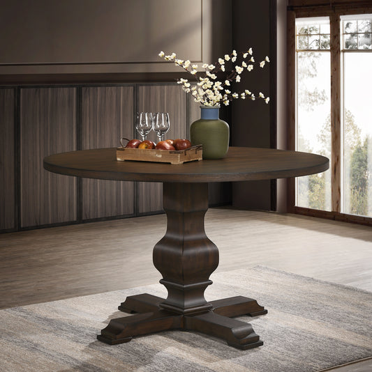 Roundhill Furniture Havre Wood Pedestal Round Dining Table