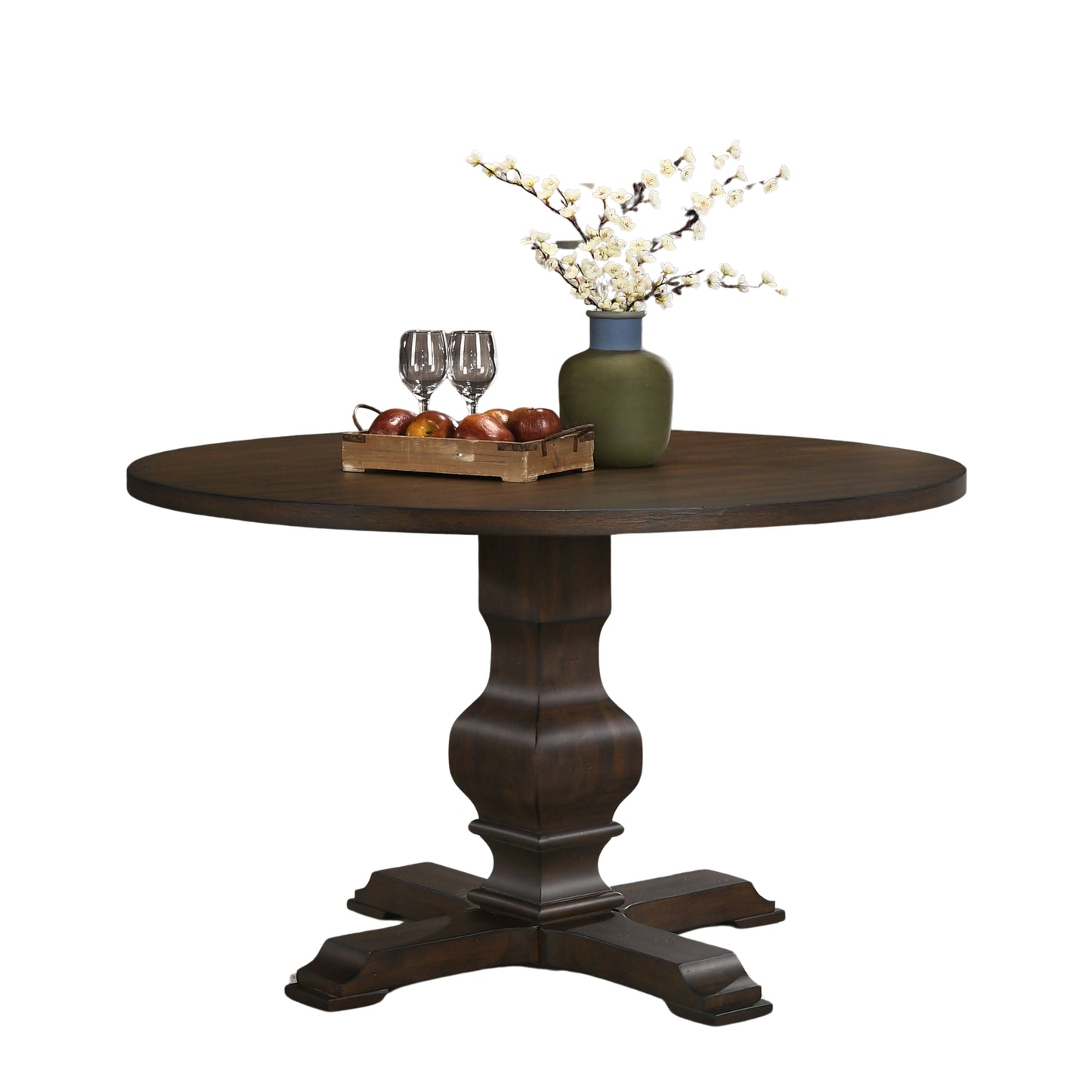 Roundhill Furniture Havre Wood Pedestal Round Dining Table