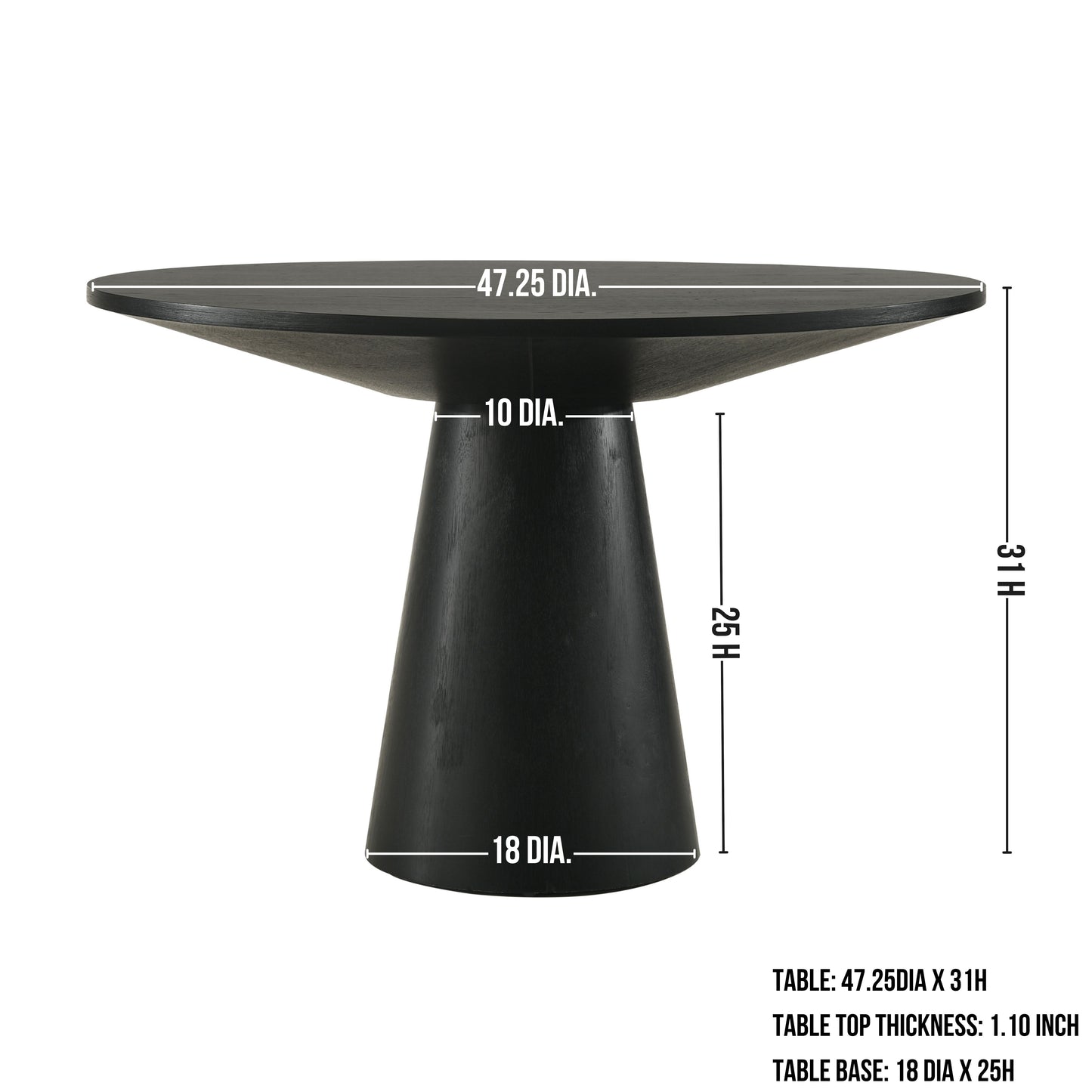 Nuevo 5-Piece Round Dining Set, Pedestal Dining Table with 4 Chairs