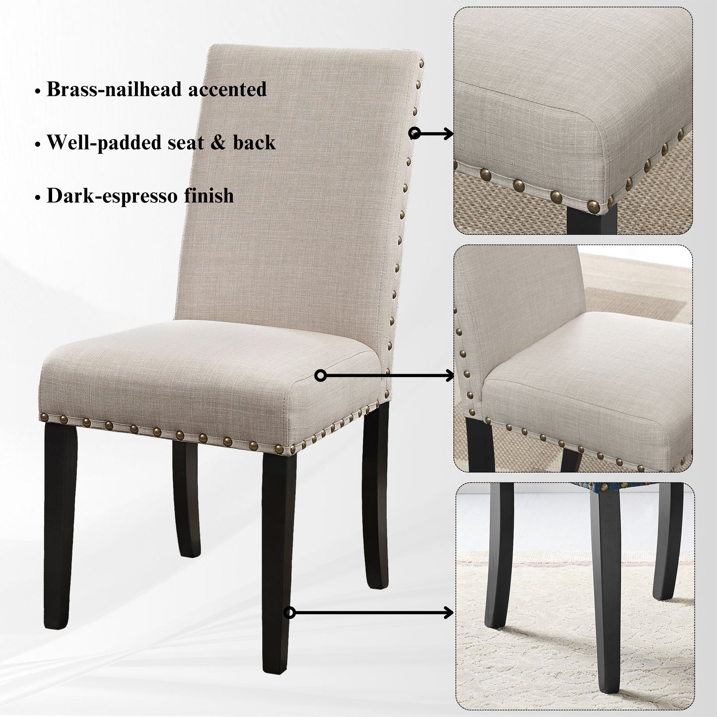 Nuevo 5-Piece Round Dining Set, Pedestal Dining Table with 4 Chairs
