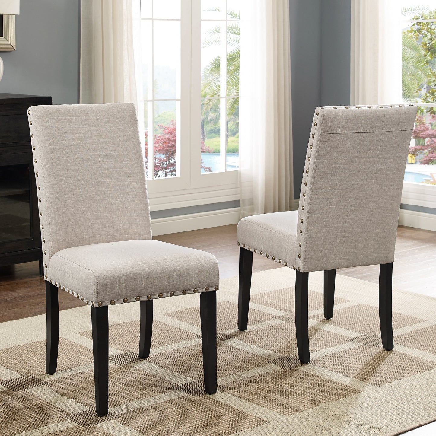 Nuevo 5-Piece Round Dining Set, Pedestal Dining Table with 4 Chairs