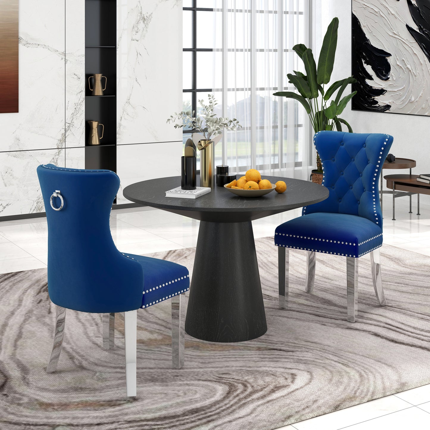 Vogel Round Dining Collection, Pedestal Dining Table with Matching Chairs Set