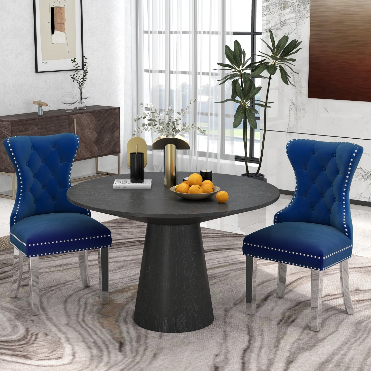 Vogel Round Dining Collection, Pedestal Dining Table with Matching Chairs Set