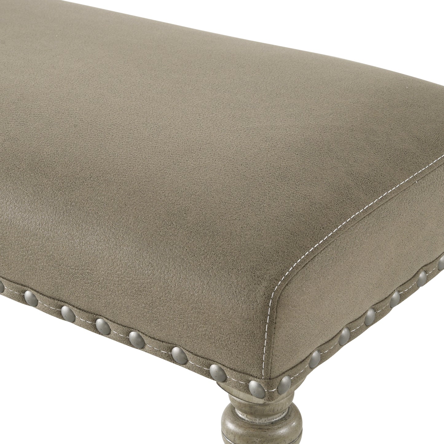 Roundhill Furniture Birmingham Nailhead 8-Piece Table with Nailhead Bench and Armchair Dining Set, Driftwood