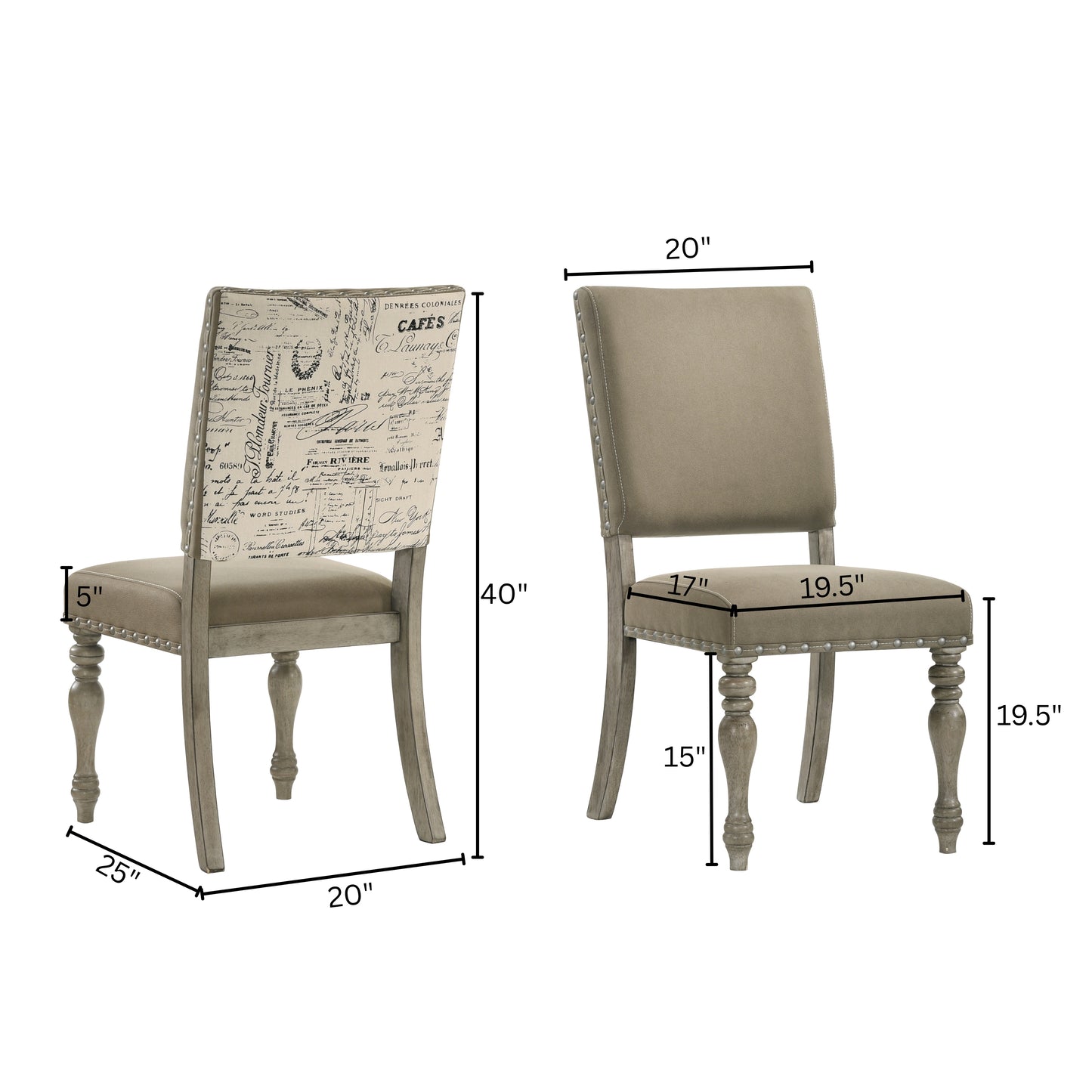 Roundhill Furniture Birmingham 7-Piece Dining Set, Extendable Table with Nailhead Chairs, Driftwood Finish
