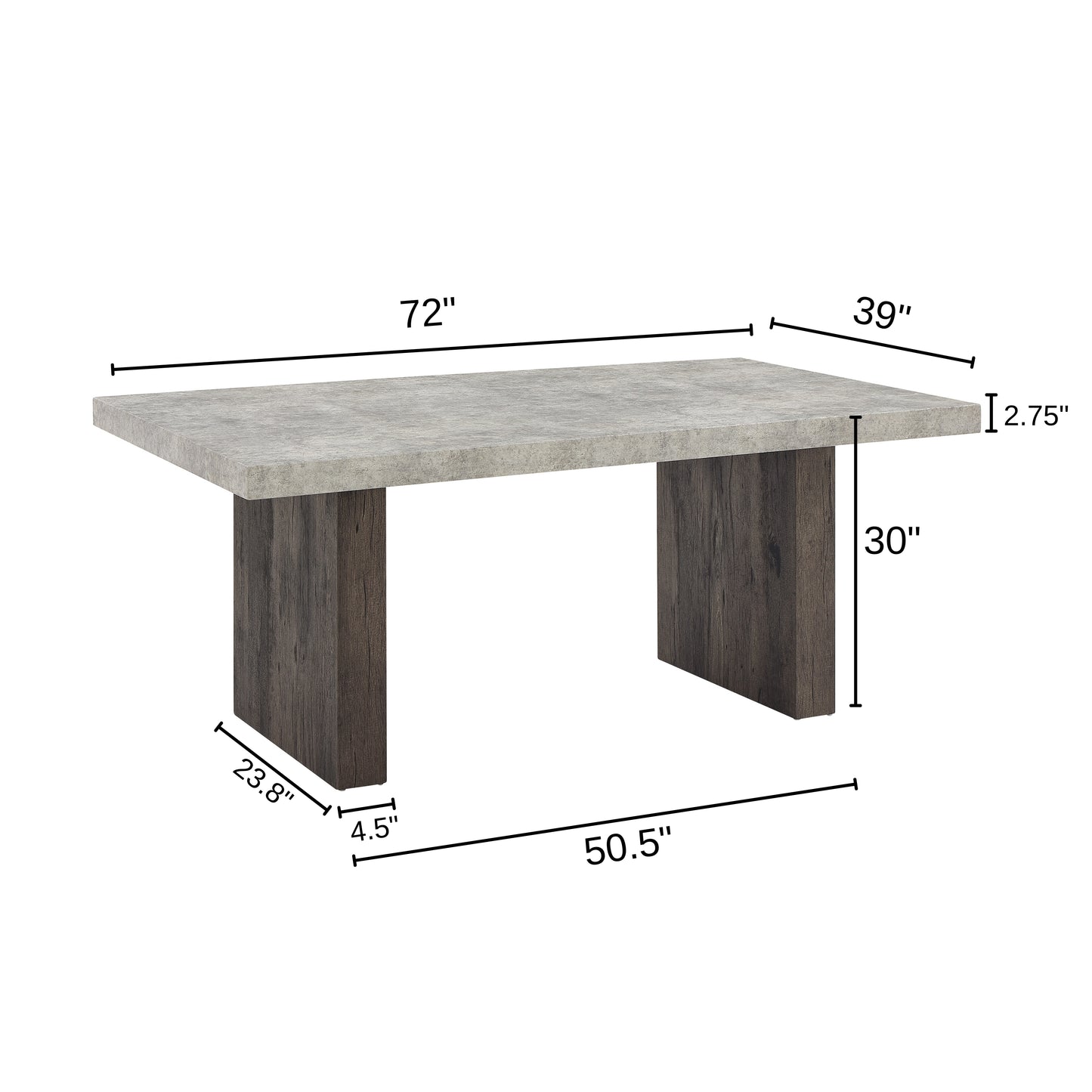 Roundhill Furniture Sorlen Modern 7-Piece Dining Set, 3D Faux Concrete Table with 6 Chairs