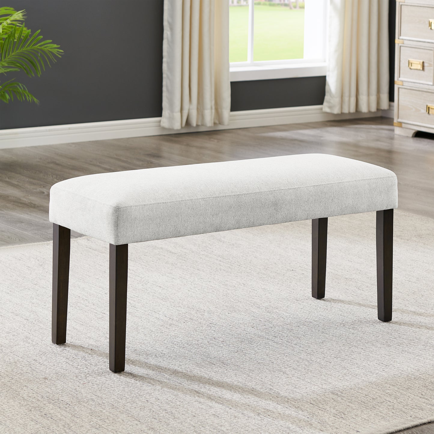 Roundhill Furniture Cavira Modern Faux Marble Dining Table with 4 Chairs and Bench
