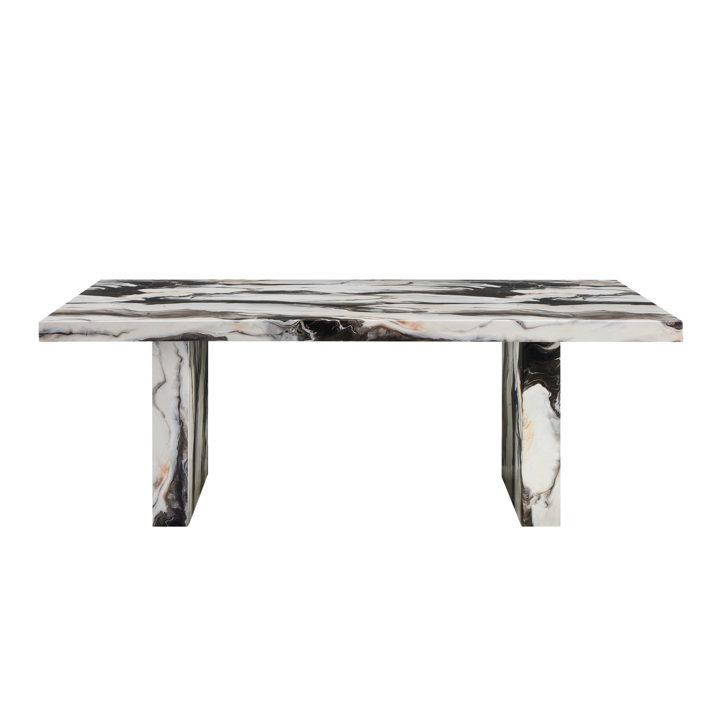 Roundhill Furniture Cavira Modern Faux Marble Dining Table with 6 Chairs