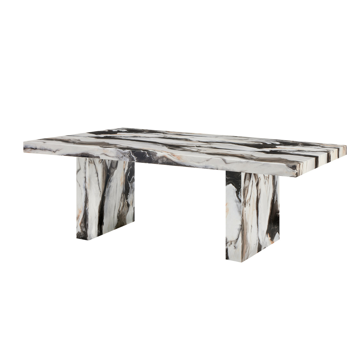 Roundhill Furniture Cavira Modern Faux Marble Dining Table with 6 Chairs