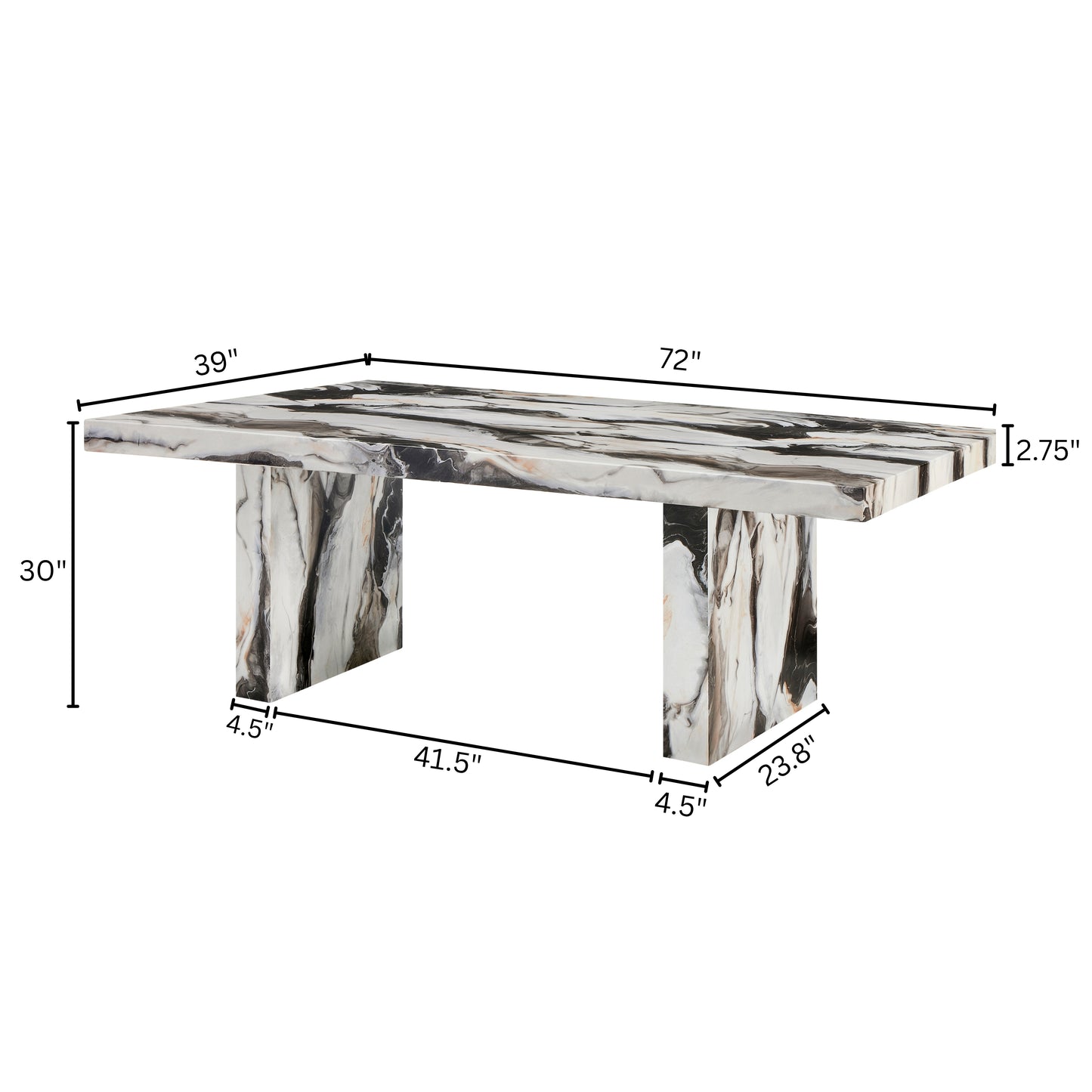 Roundhill Furniture Cavira Modern Faux Marble Dining Table with 6 Chairs