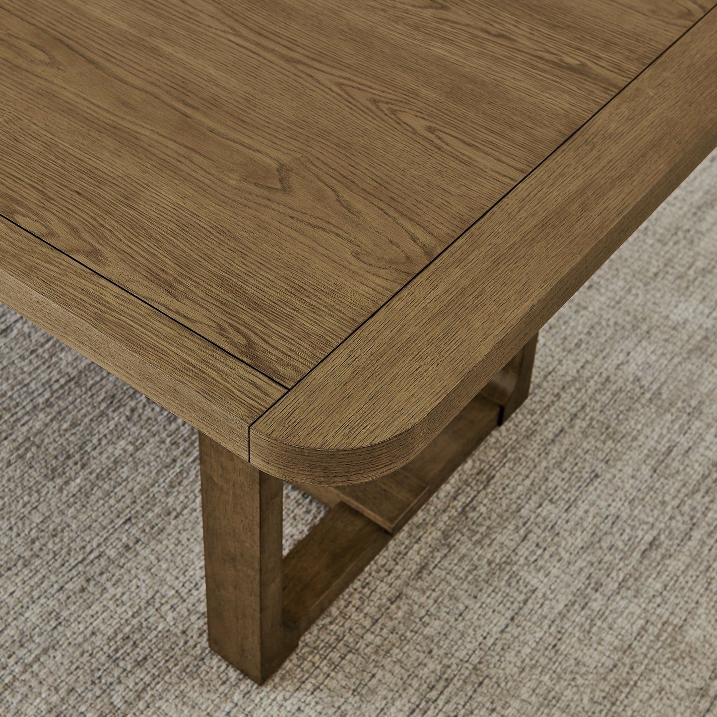 Roundhill Furniture Parker Dining Set, Trestle Dining Table with Stylish Chairs, Light Oak