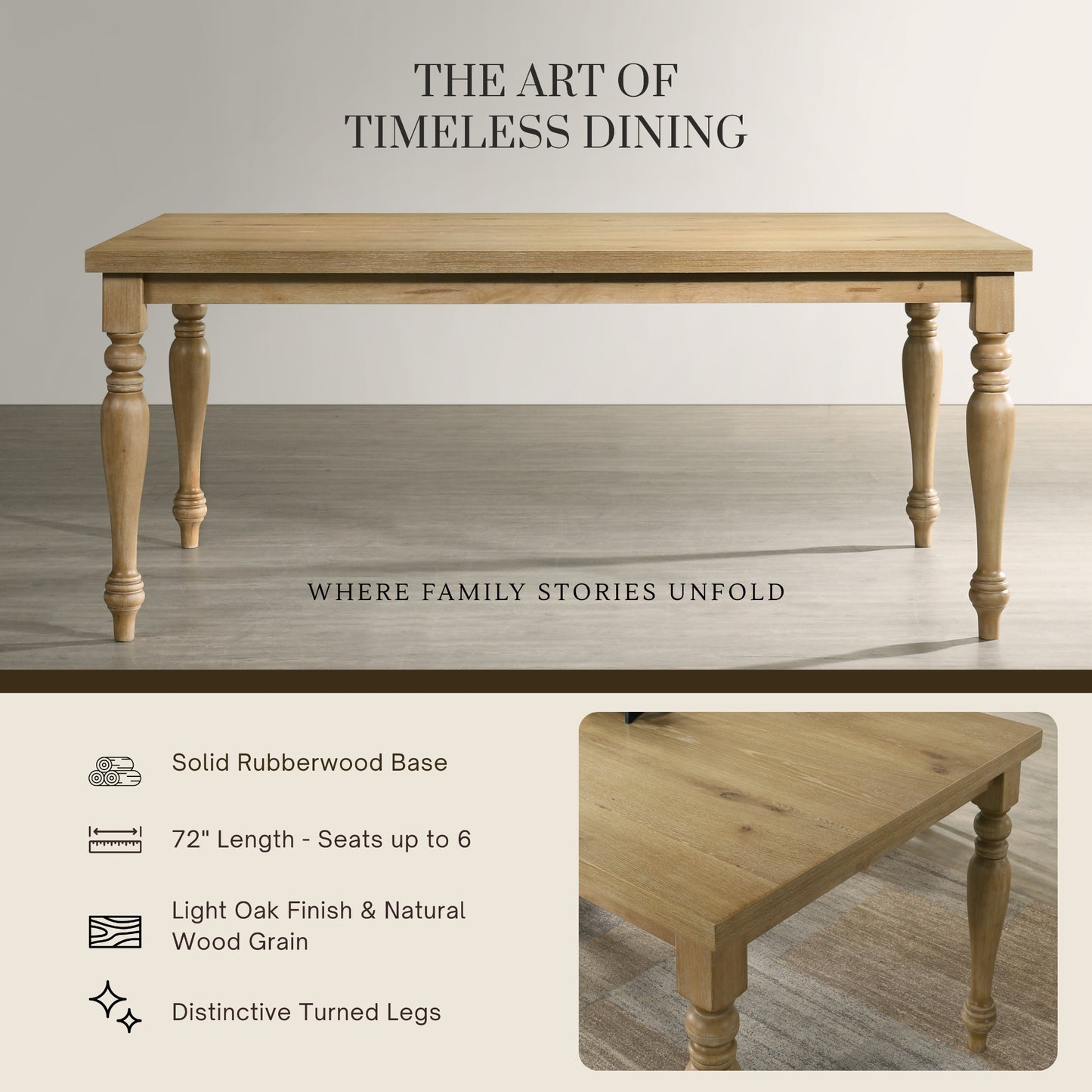 Roundhill Furniture Verta 5-Piece Dining Set, Dining Table with 4 Cross Back Dining Chairs, Light Oak Finish