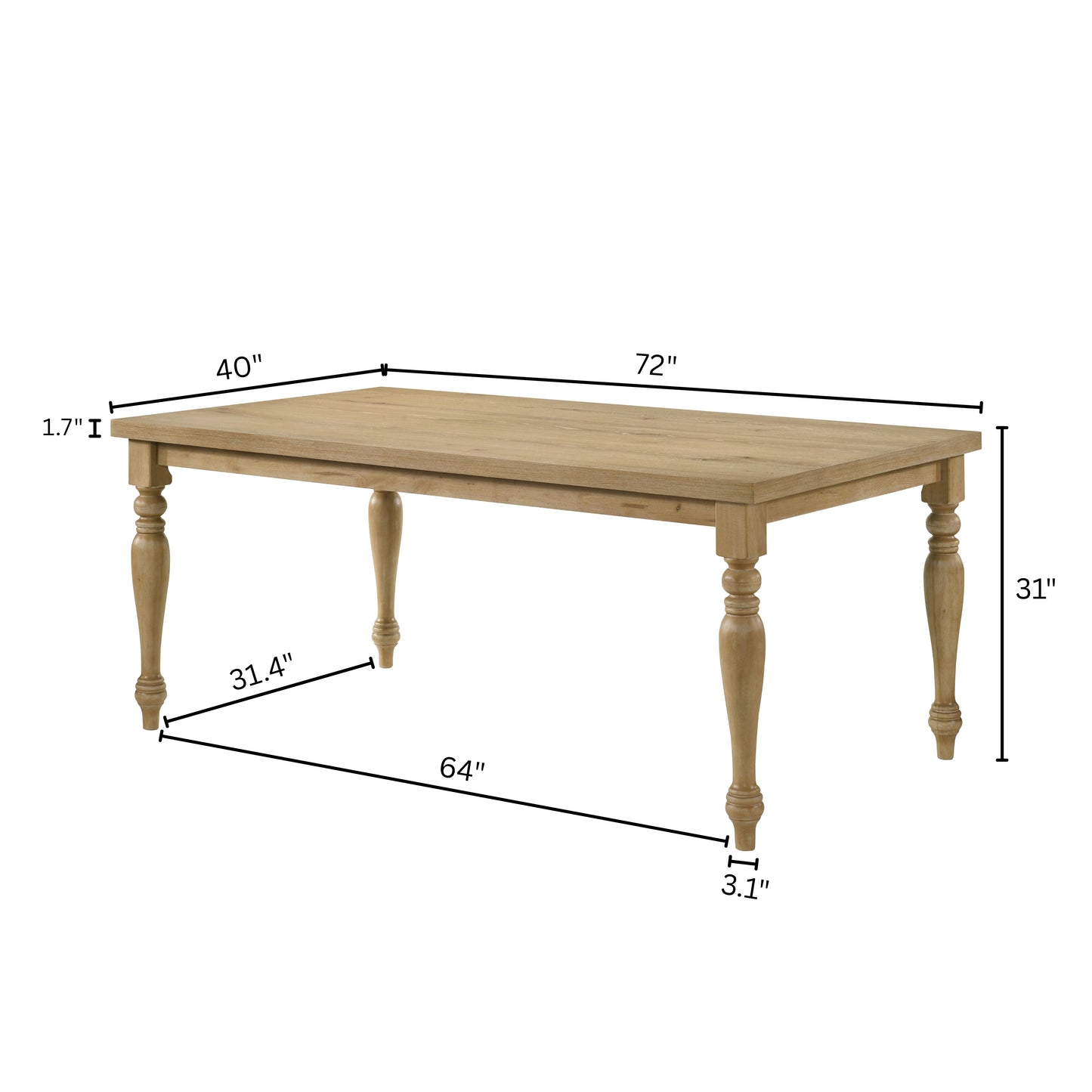 Roundhill Furniture Verta 5-Piece Dining Set, Dining Table with 4 Cross Back Dining Chairs, Light Oak Finish