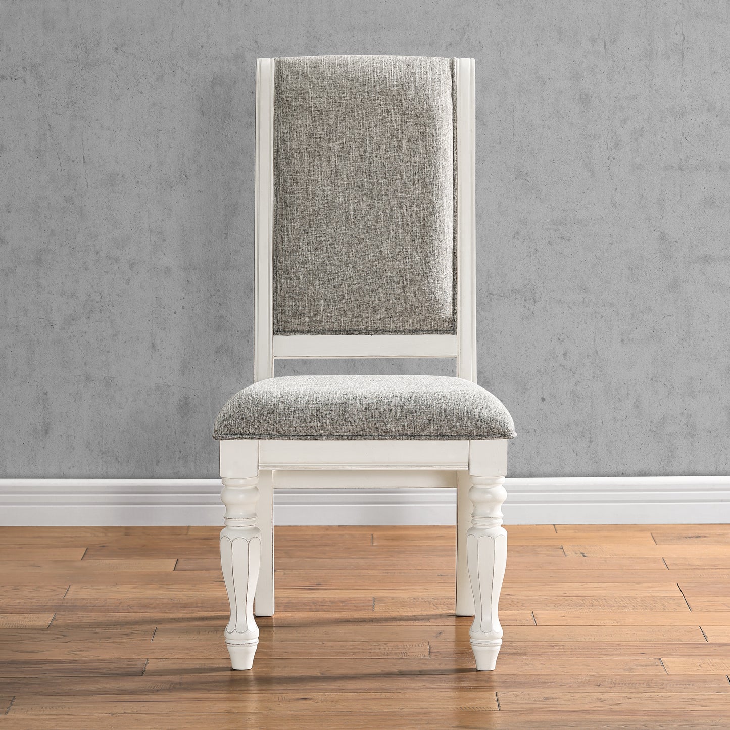 Roundhill Furniture Belleza French Country 5-Piece Dining Set in Antique White and Weathered Oak Finish
